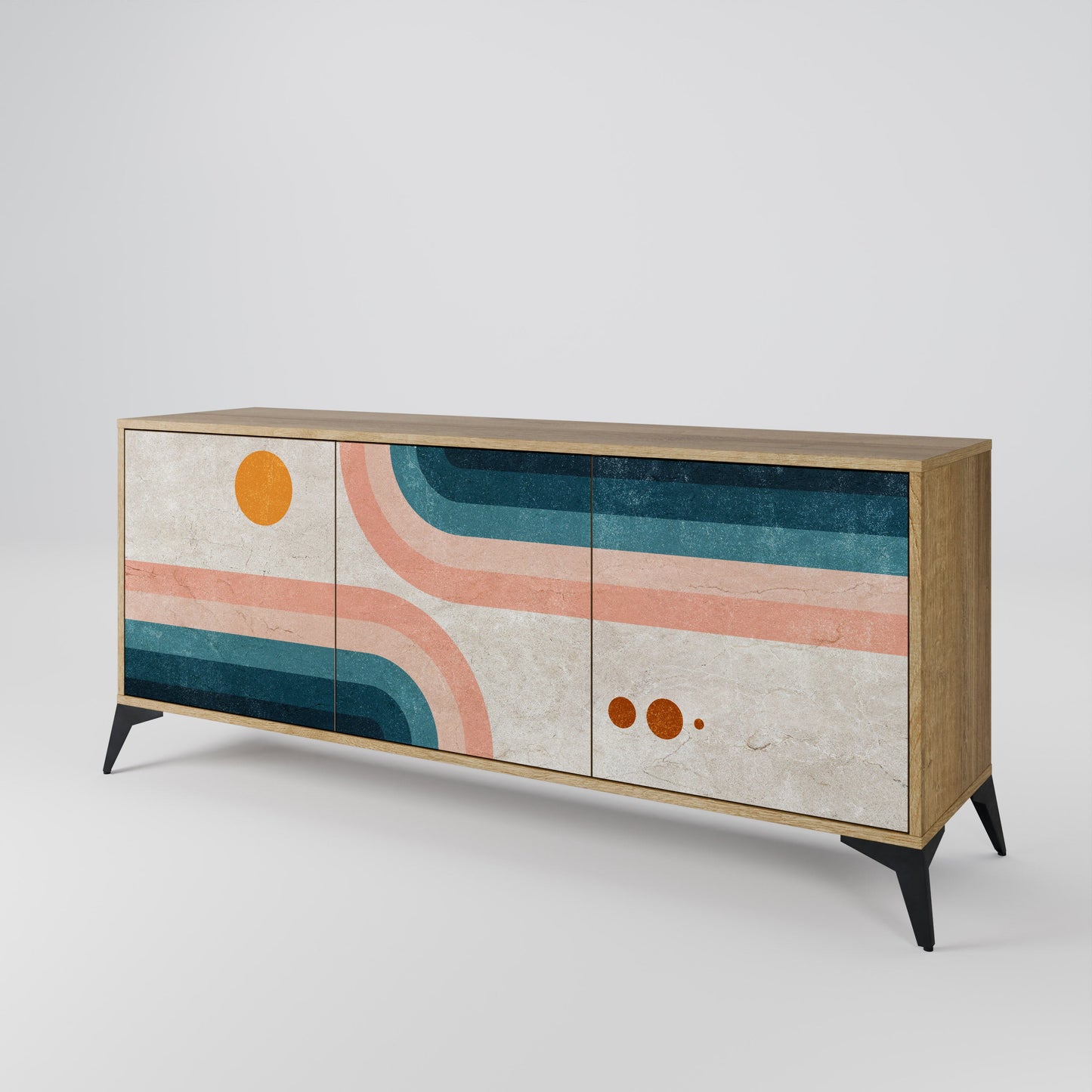 Credenza TWO HALVES a 3 ante in effetto rovere