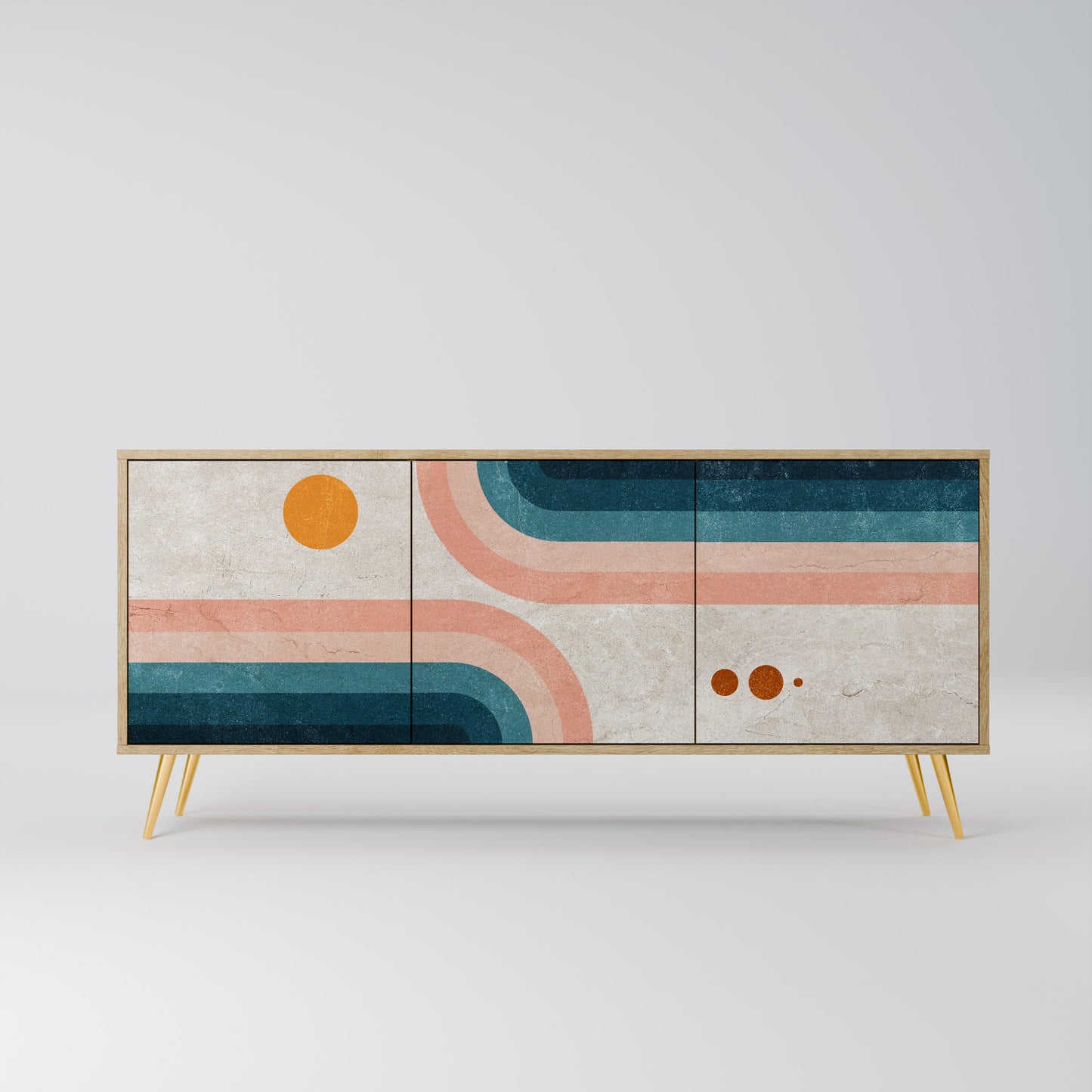 Credenza TWO HALVES a 3 ante in effetto rovere