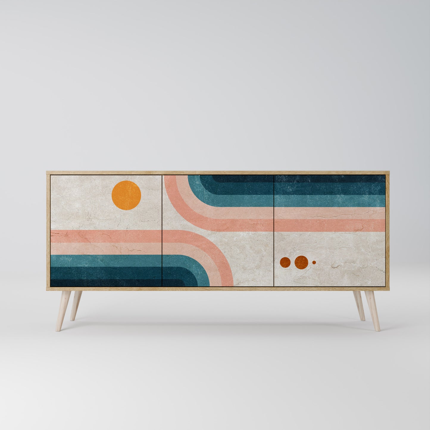 Credenza TWO HALVES a 3 ante in effetto rovere