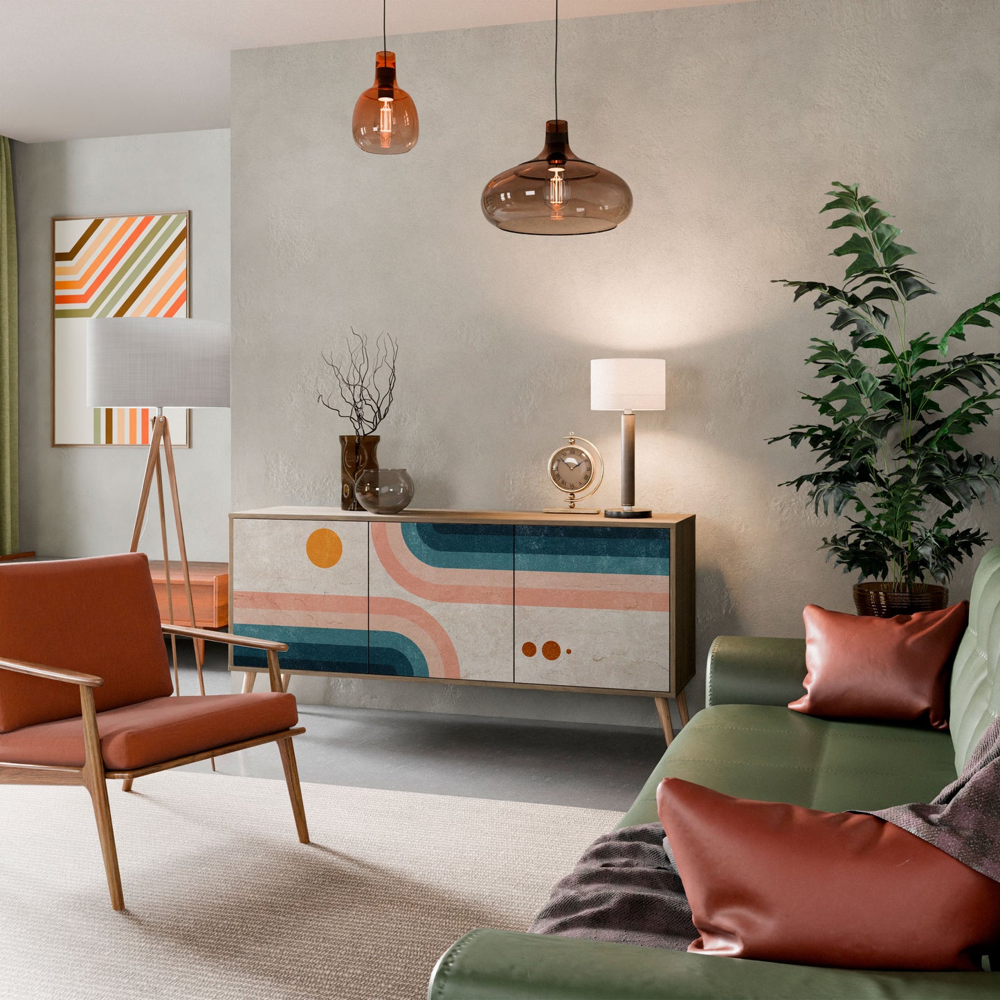 Credenza TWO HALVES a 3 ante in effetto rovere