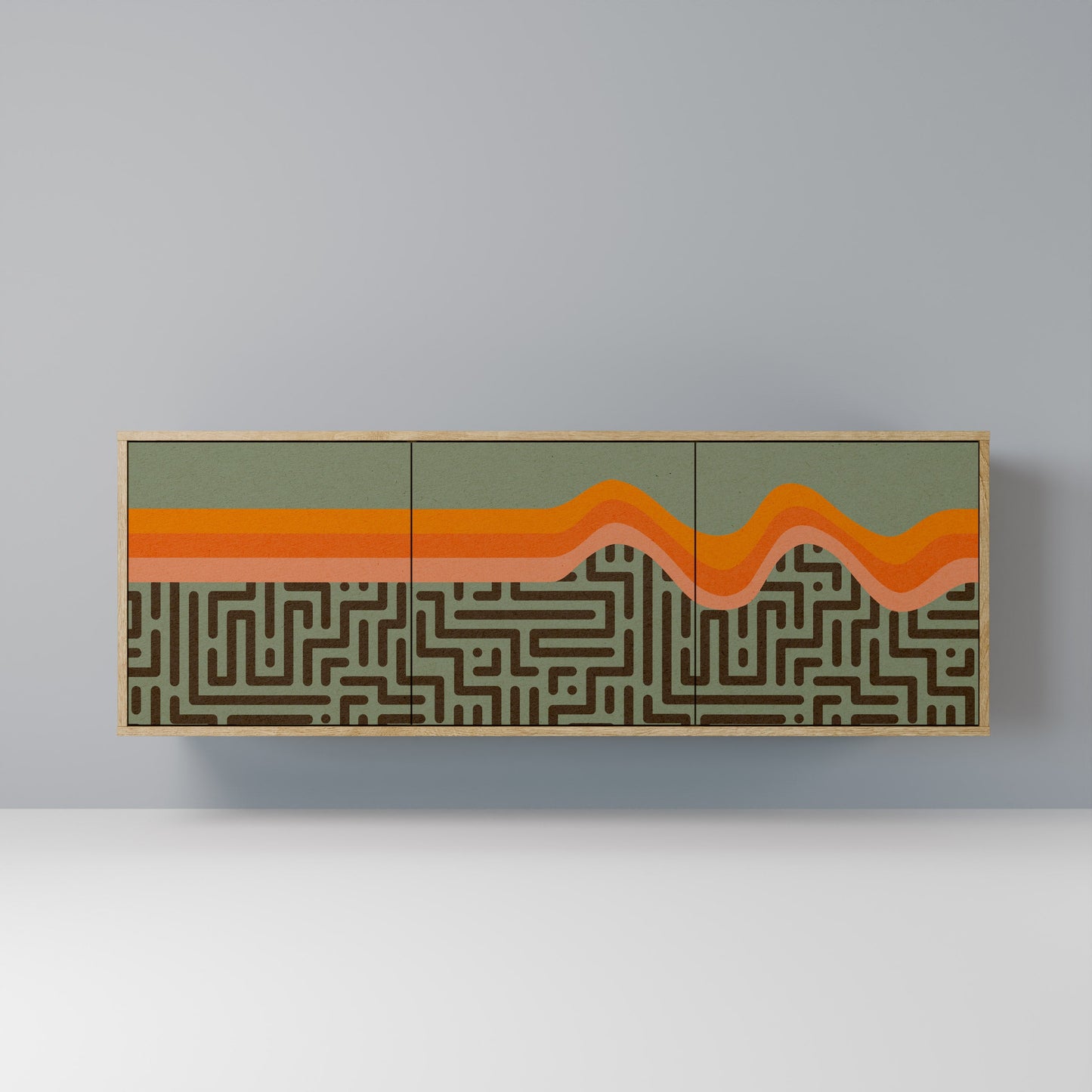 Credenza a 3 ante SIMPLE SOLUTIONS in effetto rovere