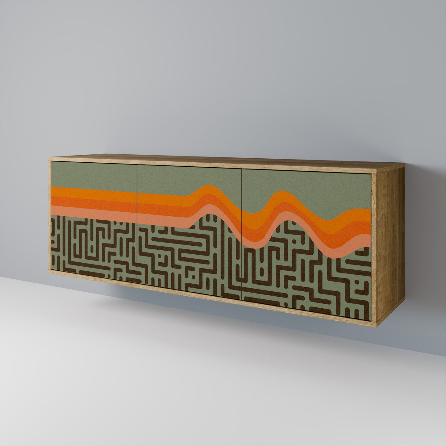 Credenza a 3 ante SIMPLE SOLUTIONS in effetto rovere