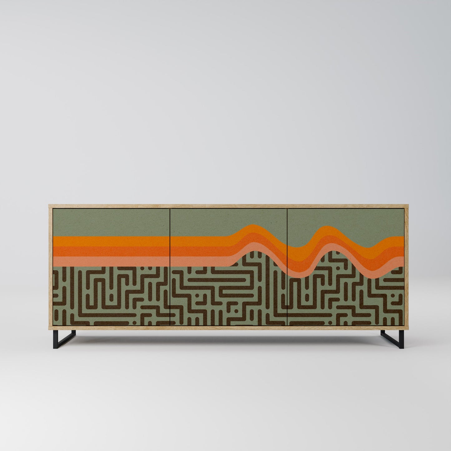 Credenza a 3 ante SIMPLE SOLUTIONS in effetto rovere