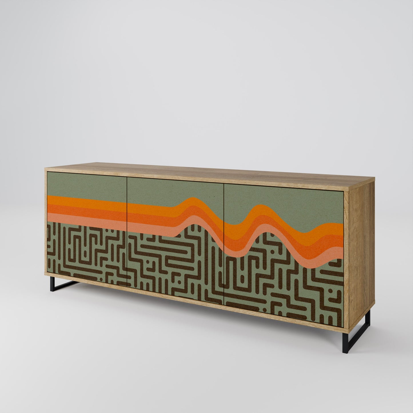 Credenza a 3 ante SIMPLE SOLUTIONS in effetto rovere