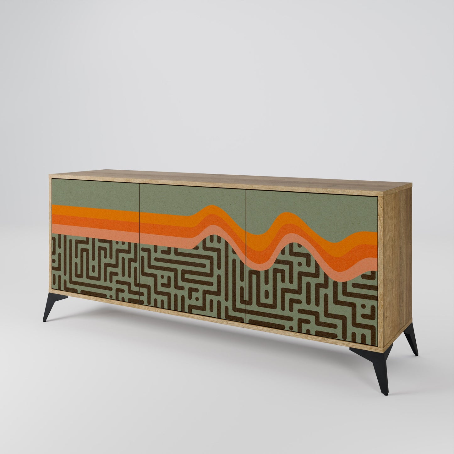 Credenza a 3 ante SIMPLE SOLUTIONS in effetto rovere