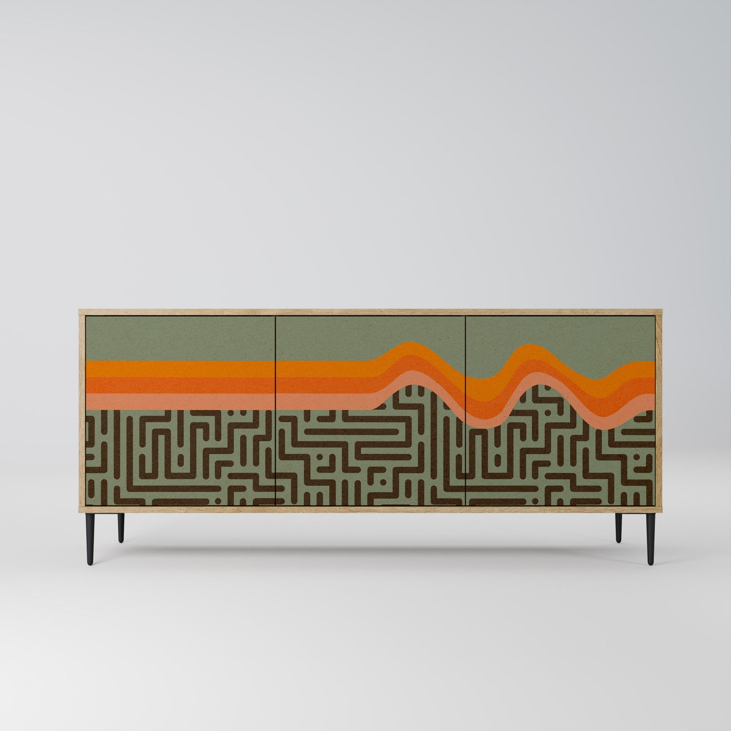Credenza a 3 ante SIMPLE SOLUTIONS in effetto rovere