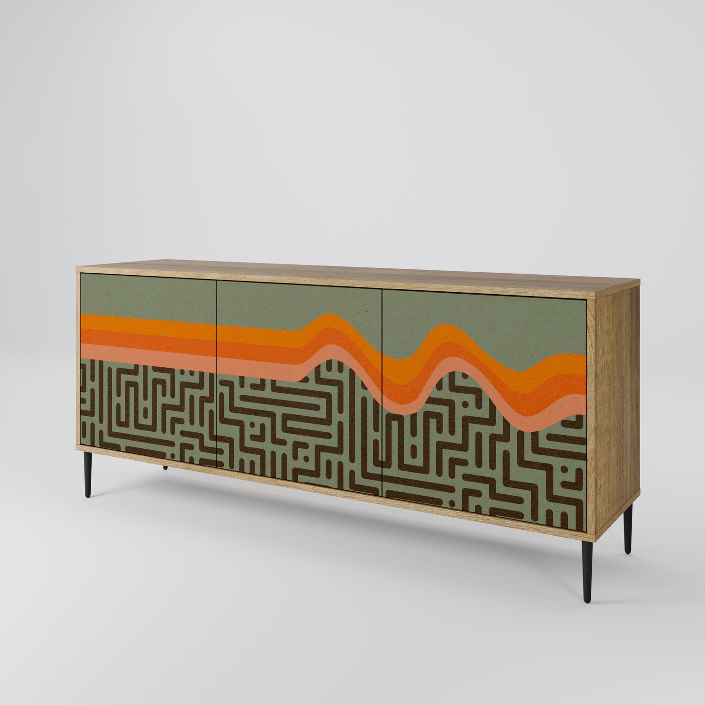 Credenza a 3 ante SIMPLE SOLUTIONS in effetto rovere