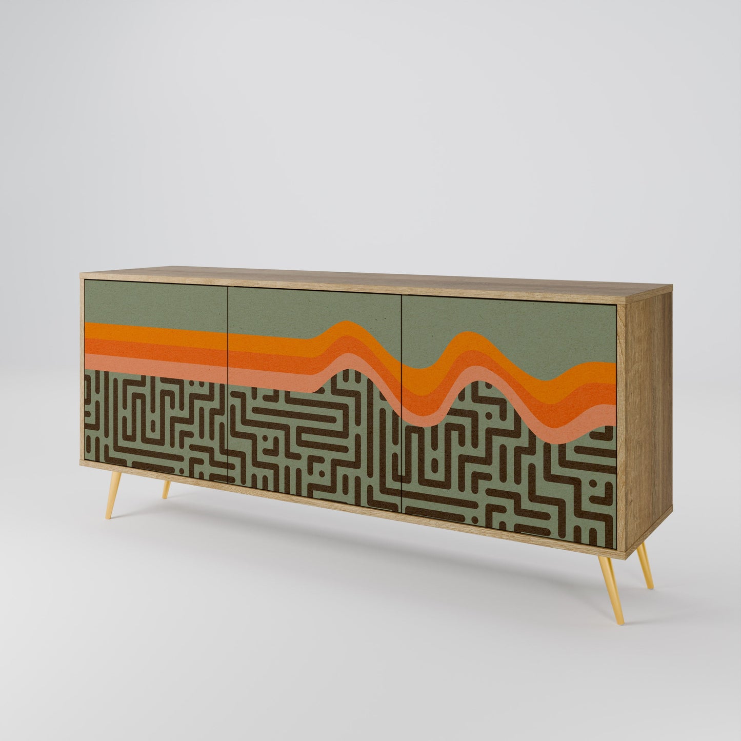 Credenza a 3 ante SIMPLE SOLUTIONS in effetto rovere