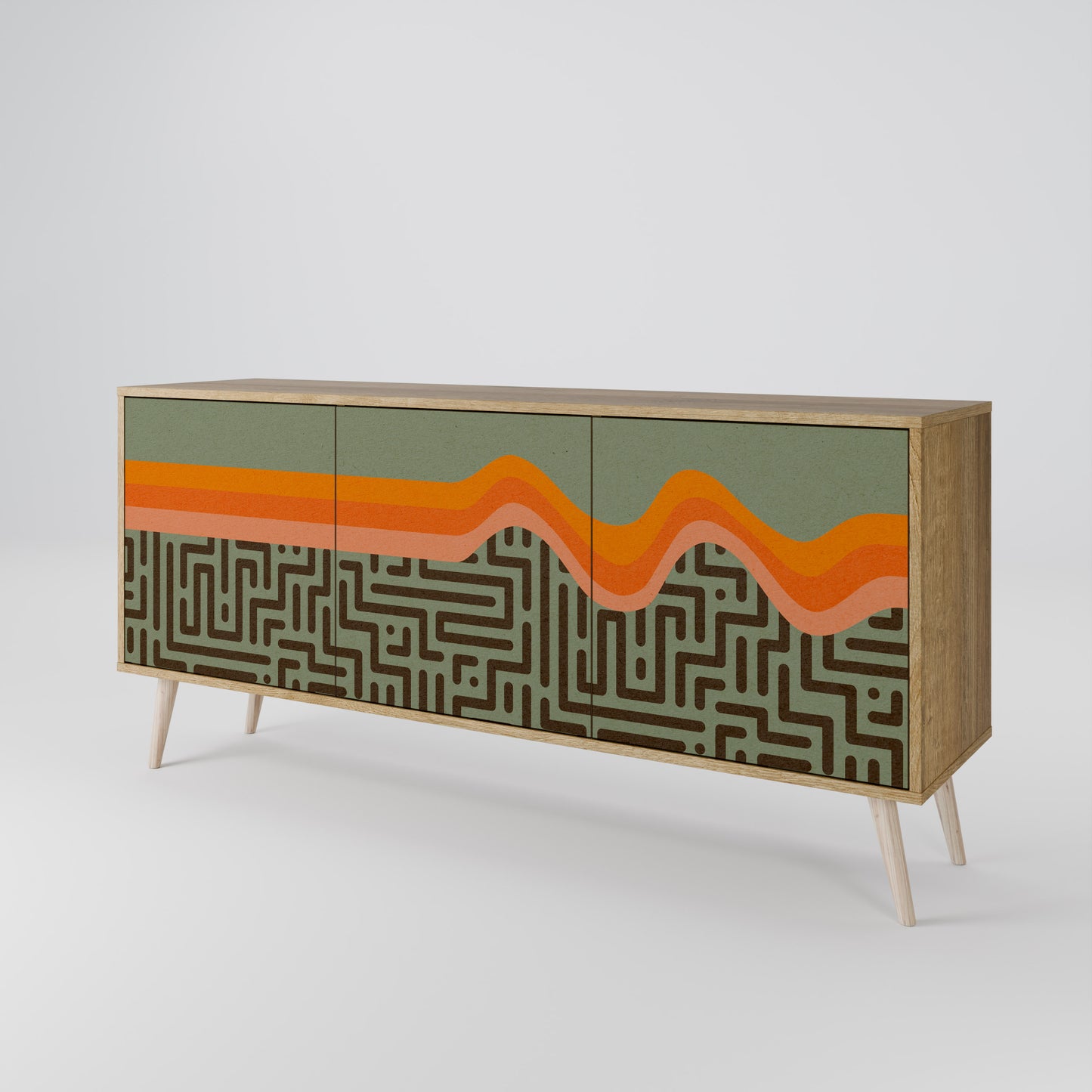 Credenza a 3 ante SIMPLE SOLUTIONS in effetto rovere