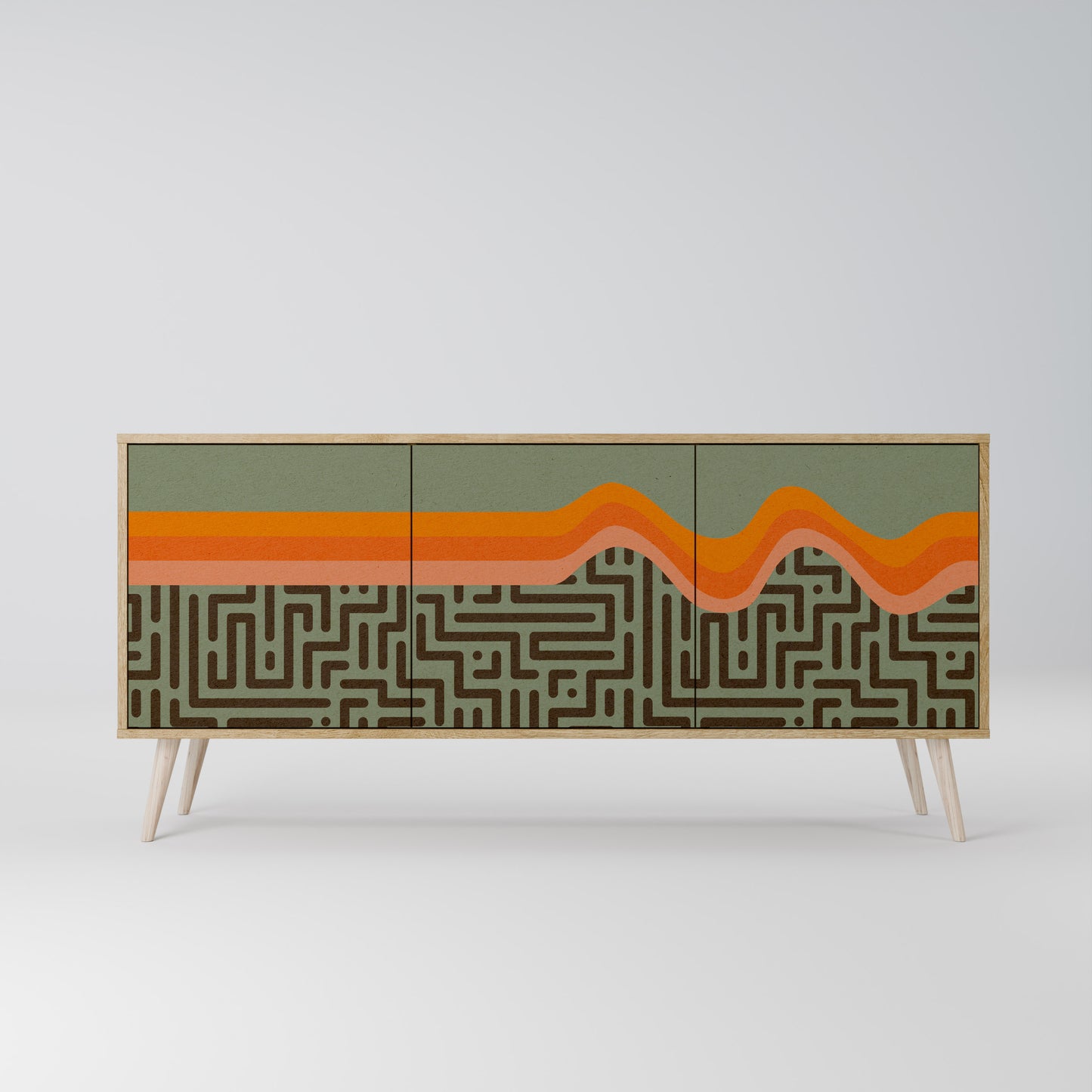 Credenza a 3 ante SIMPLE SOLUTIONS in effetto rovere