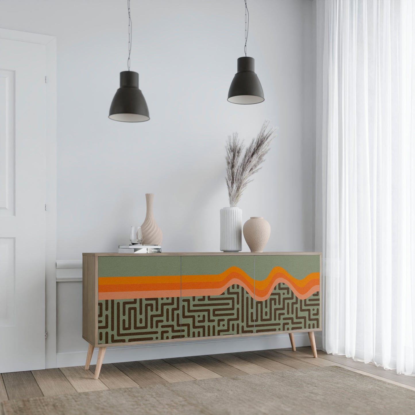 Credenza a 3 ante SIMPLE SOLUTIONS in effetto rovere