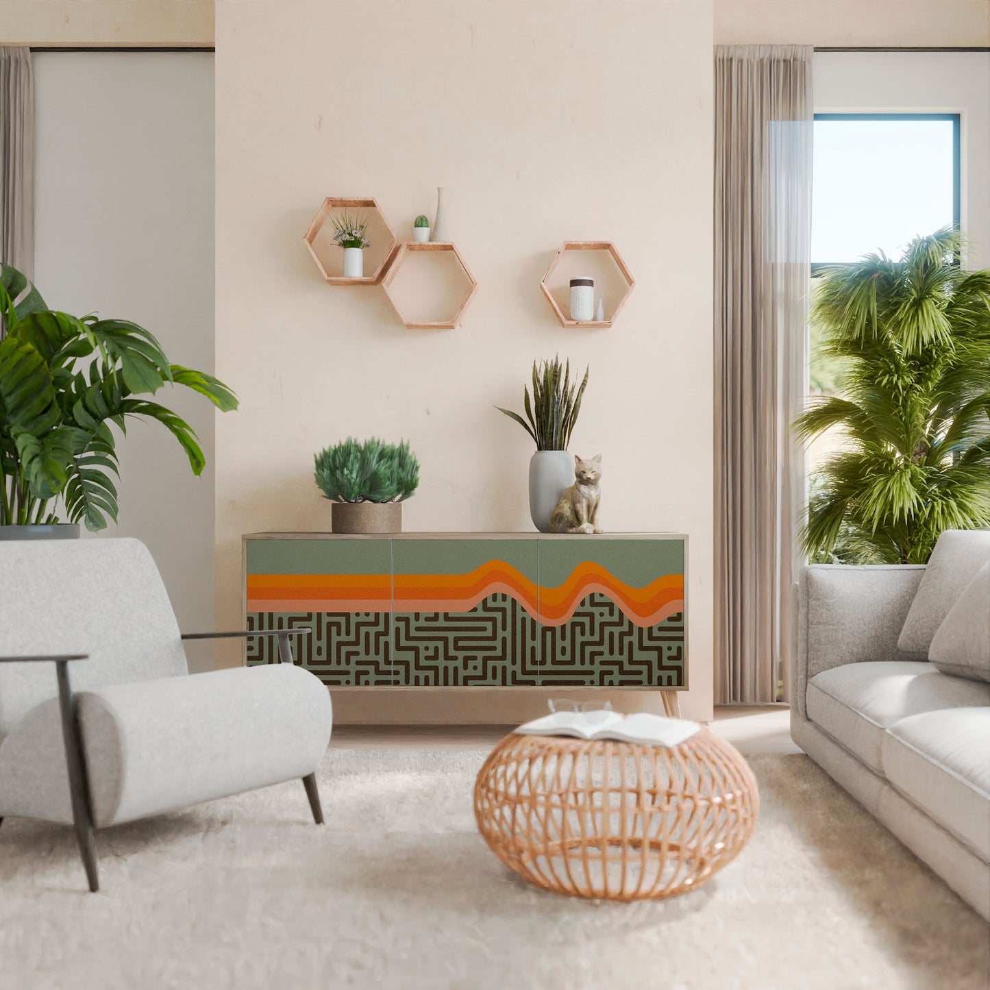Credenza a 3 ante SIMPLE SOLUTIONS in effetto rovere
