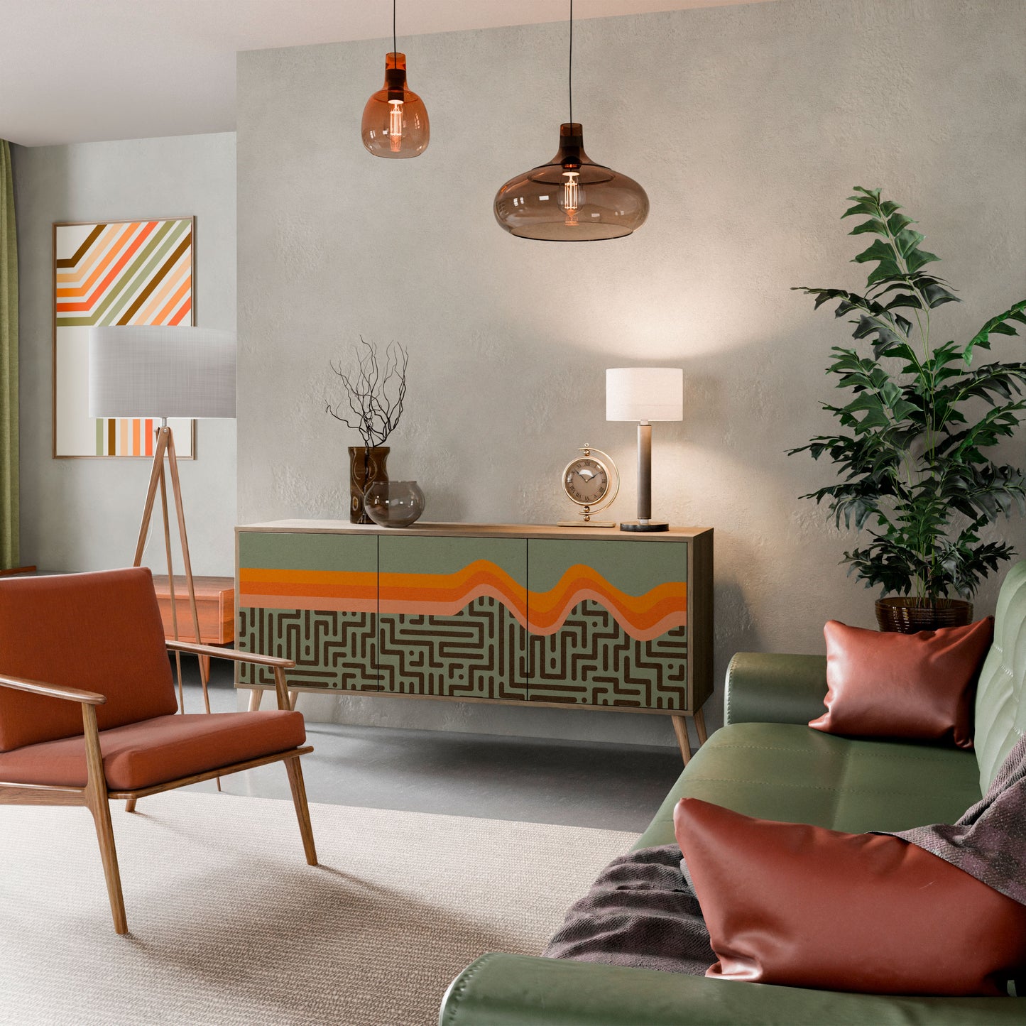 Credenza a 3 ante SIMPLE SOLUTIONS in effetto rovere