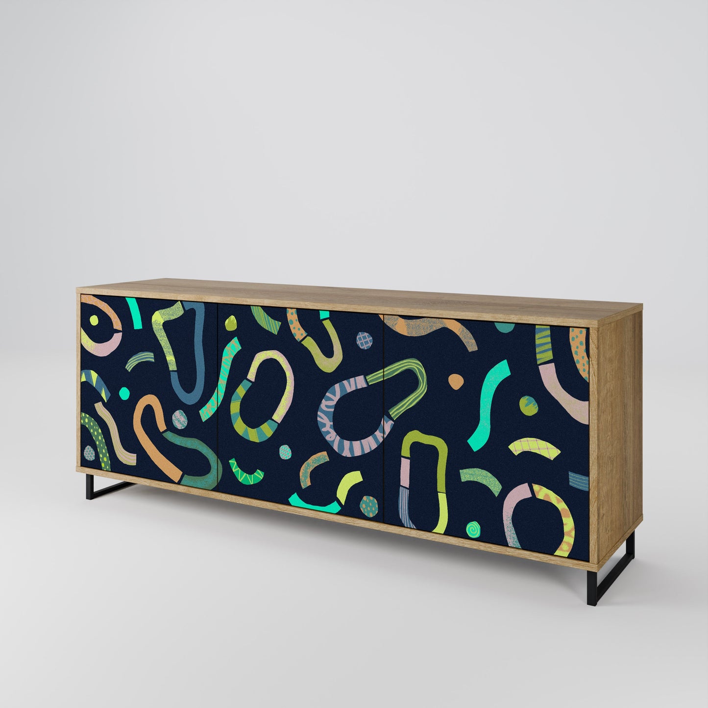 CONTRAST DANCE 3-Door Sideboard in Oak Effect