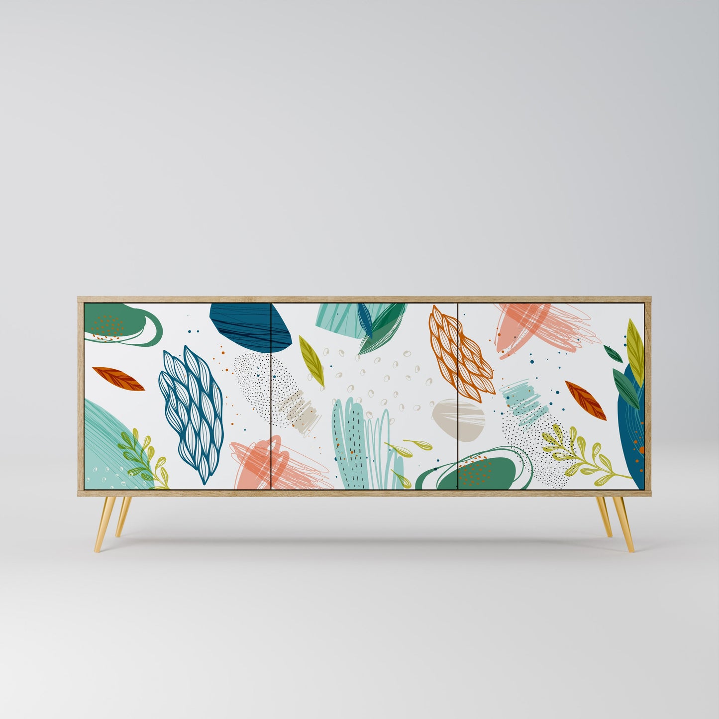 BOTANICAL HURRICANE 3-Door Sideboard in Oak Effect