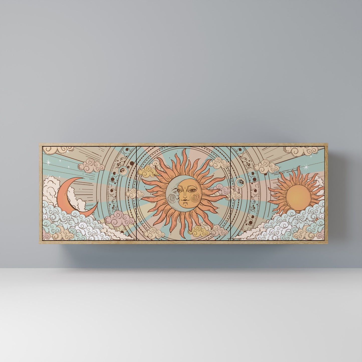 Credenza MYSTICAL STRUCTURE a 3 ante effetto rovere