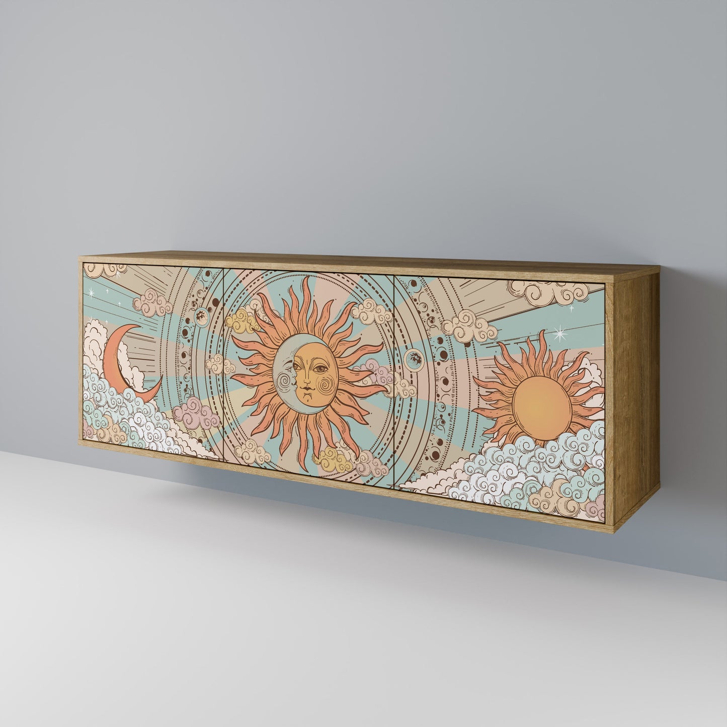 Credenza MYSTICAL STRUCTURE a 3 ante effetto rovere