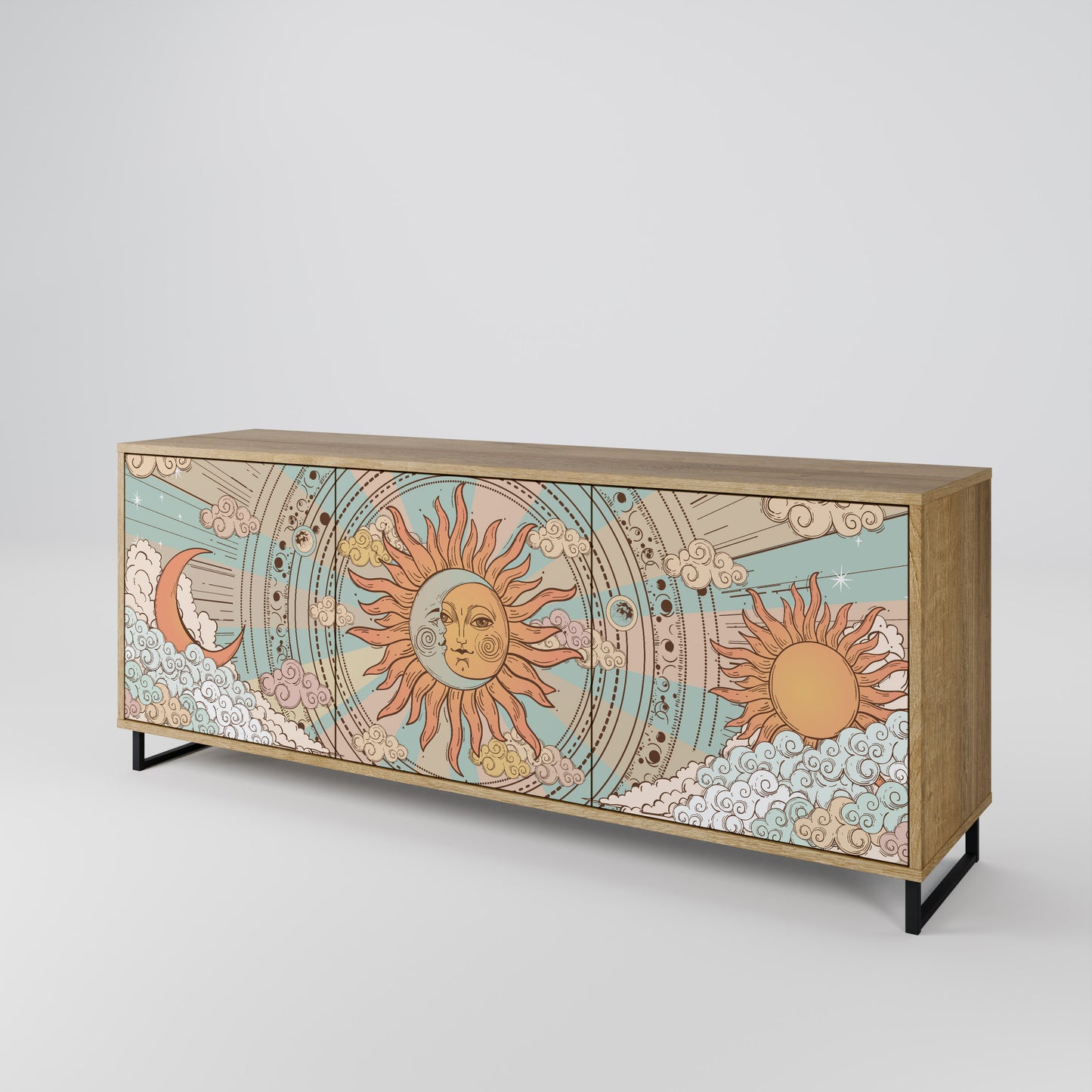 Credenza MYSTICAL STRUCTURE a 3 ante effetto rovere