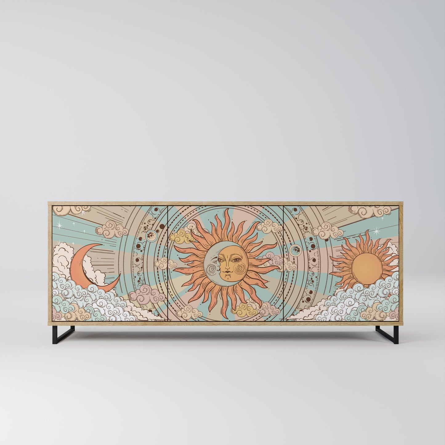 Credenza MYSTICAL STRUCTURE a 3 ante effetto rovere