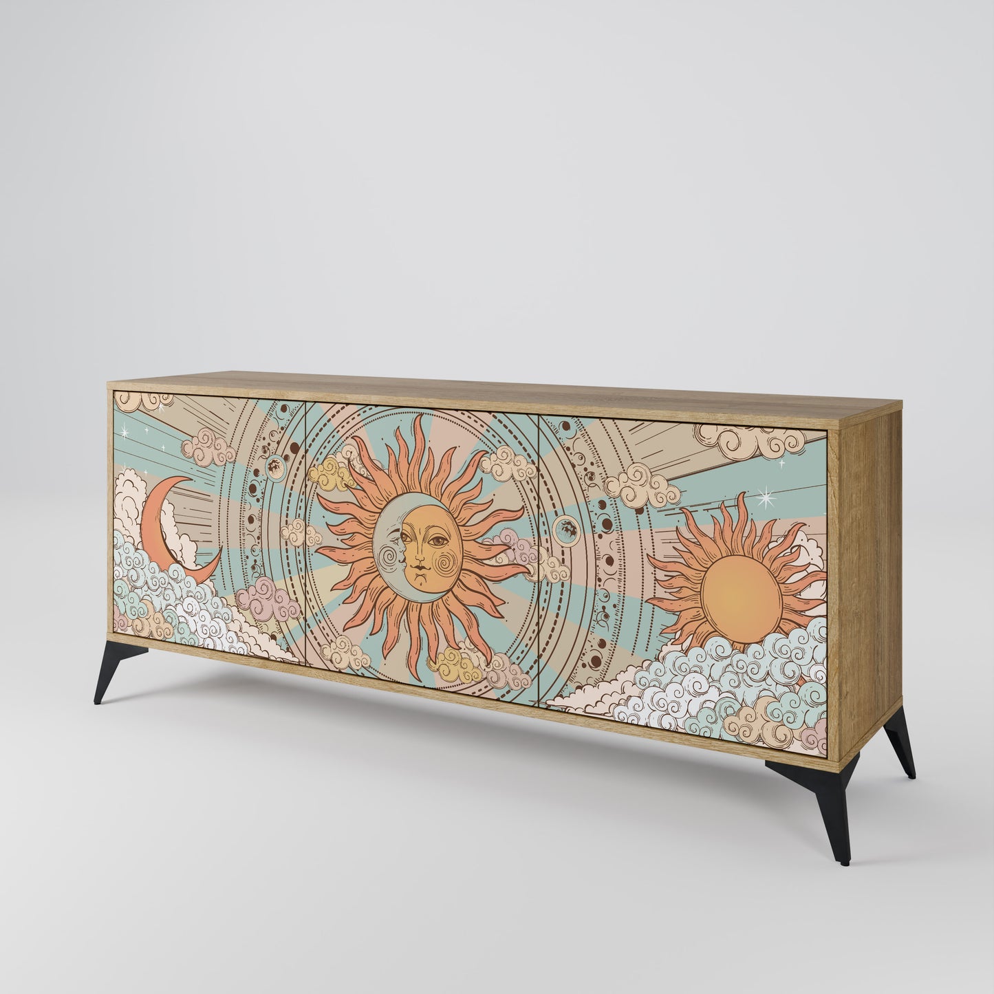Credenza MYSTICAL STRUCTURE a 3 ante effetto rovere