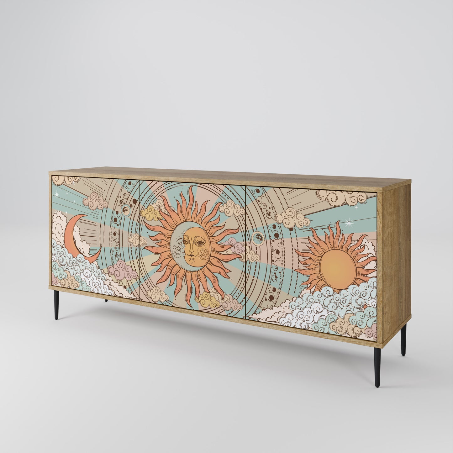 Credenza MYSTICAL STRUCTURE a 3 ante effetto rovere
