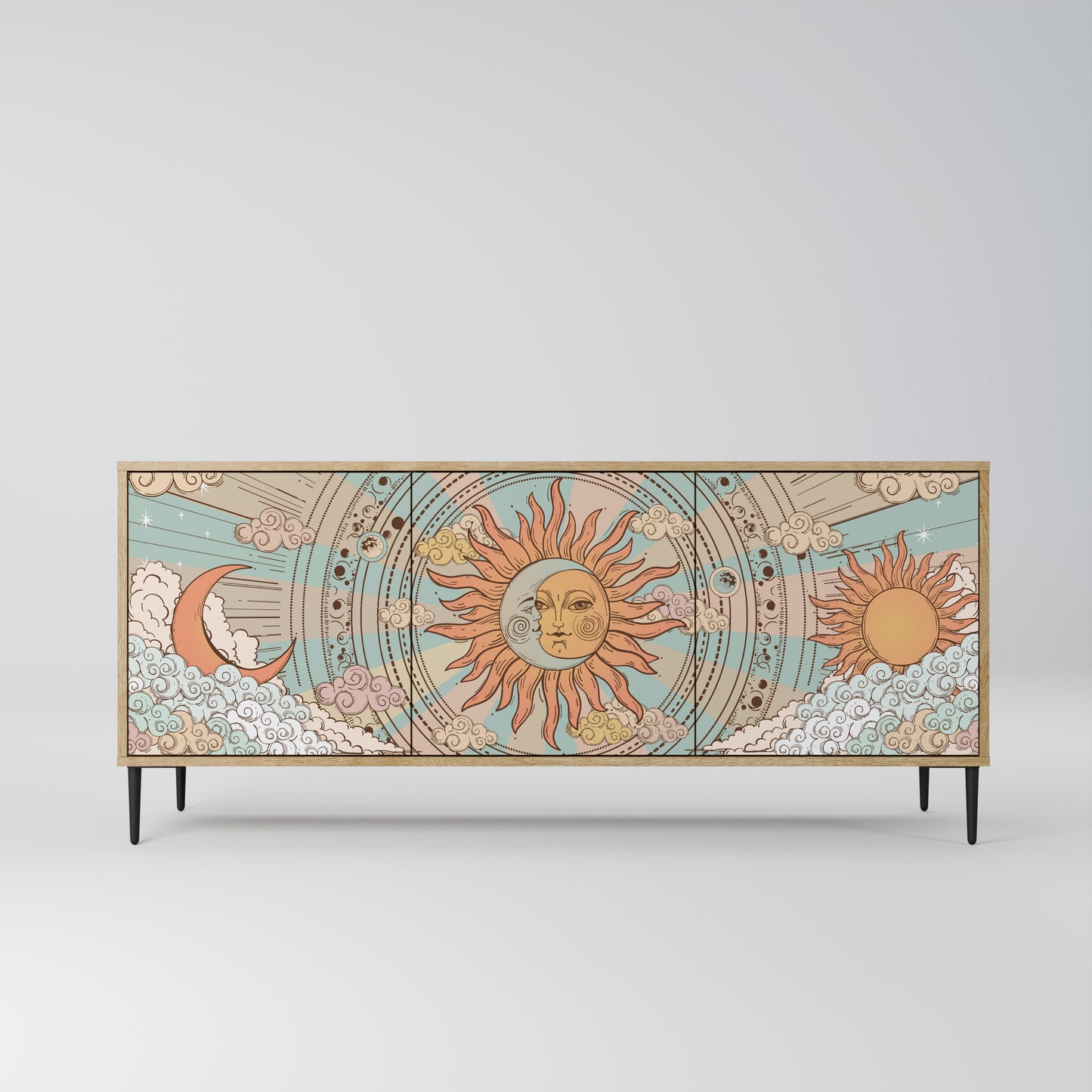 Credenza MYSTICAL STRUCTURE a 3 ante effetto rovere