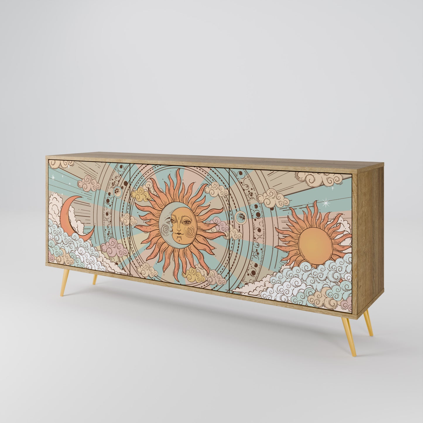 Credenza MYSTICAL STRUCTURE a 3 ante effetto rovere