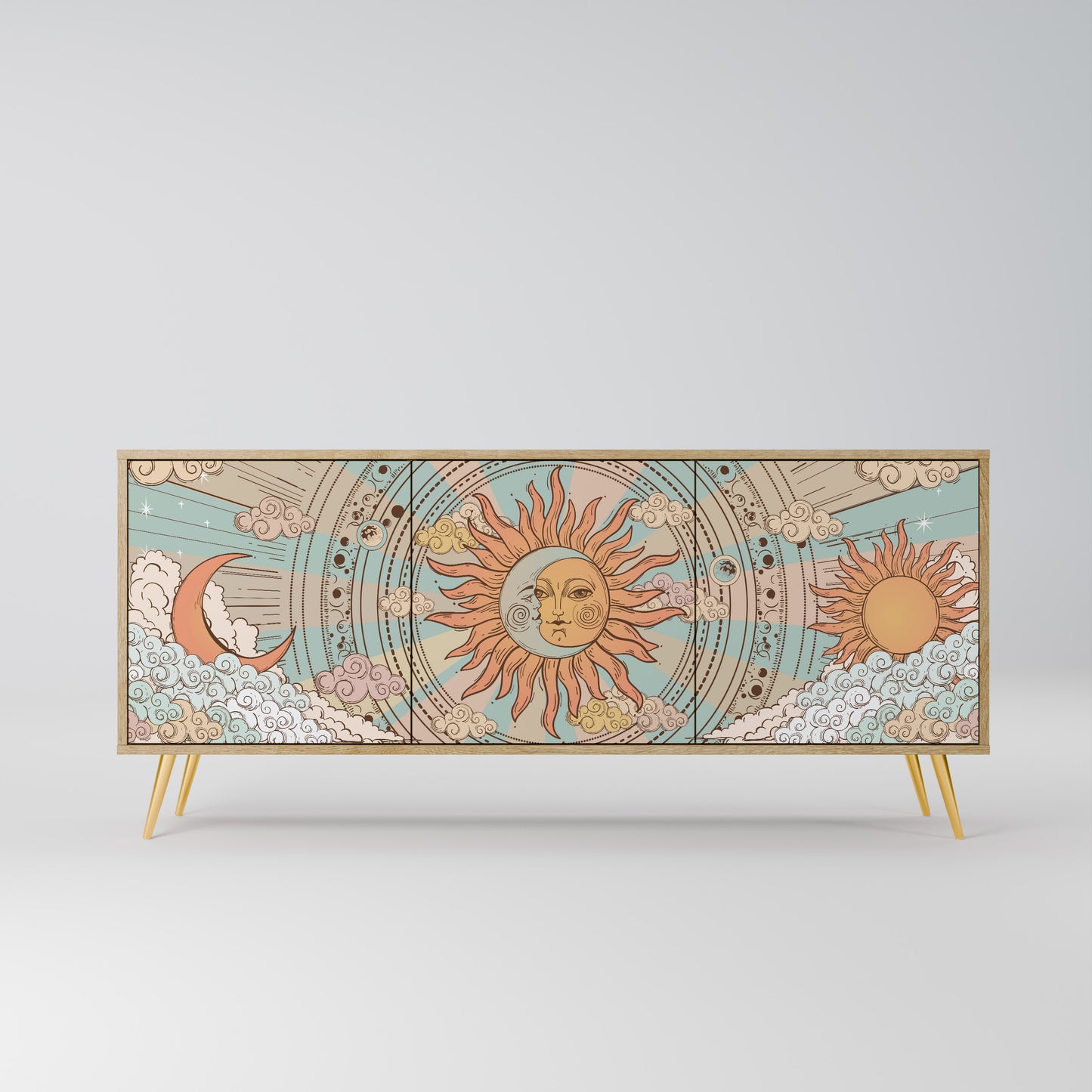 Credenza MYSTICAL STRUCTURE a 3 ante effetto rovere