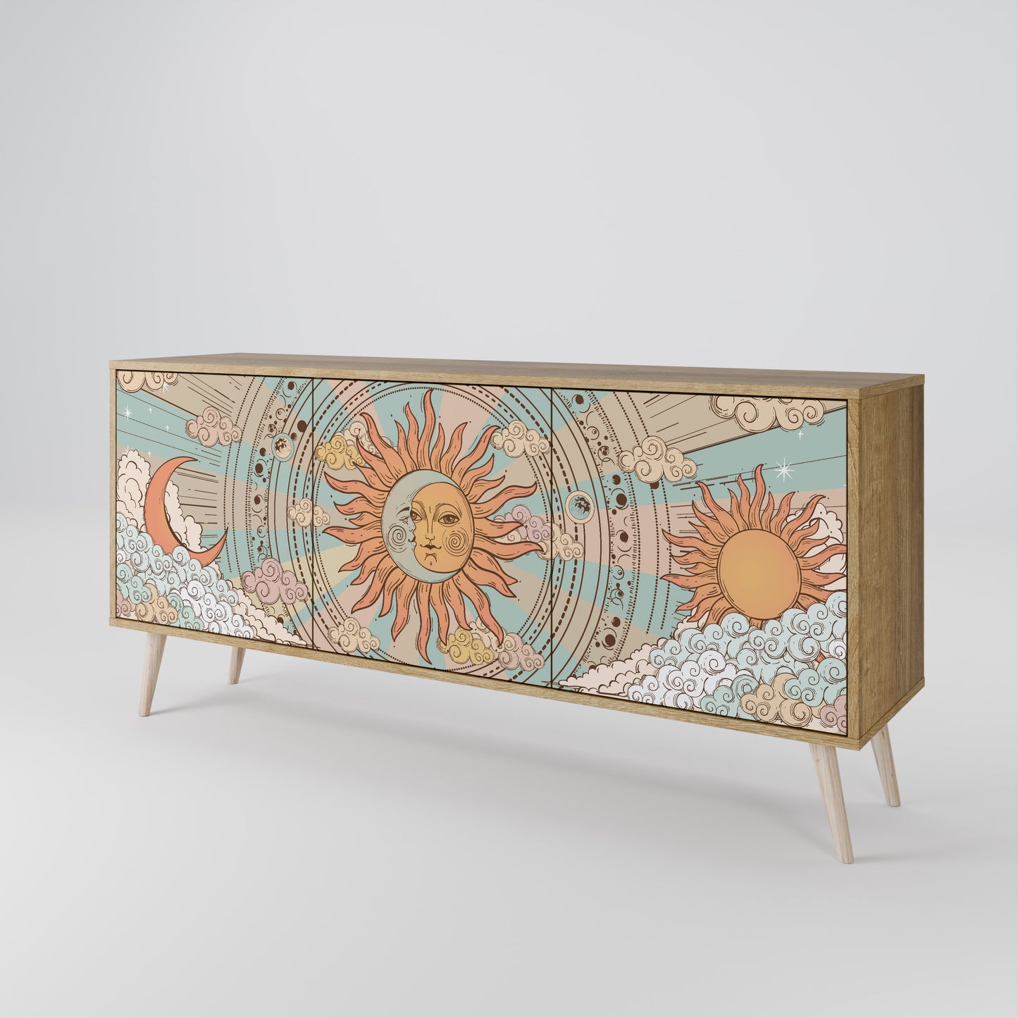 Credenza MYSTICAL STRUCTURE a 3 ante effetto rovere