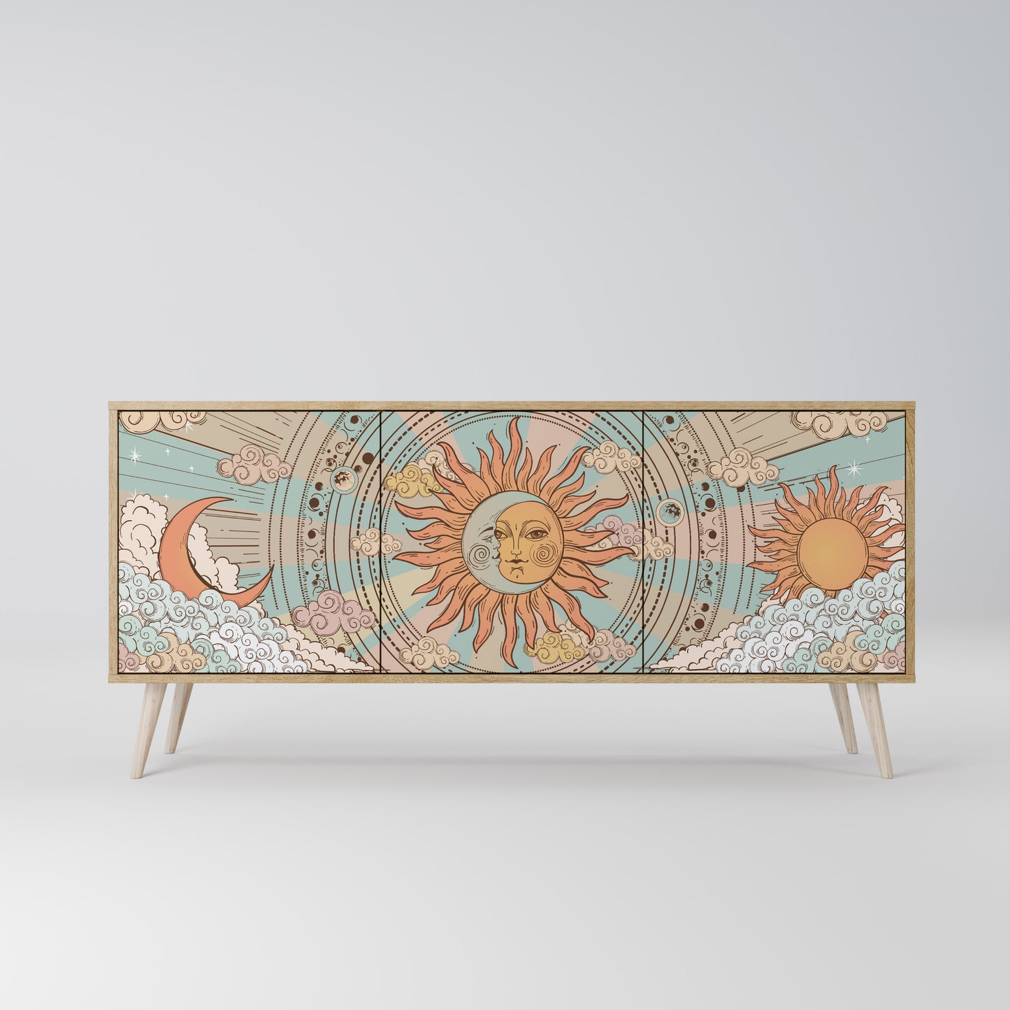 Credenza MYSTICAL STRUCTURE a 3 ante effetto rovere