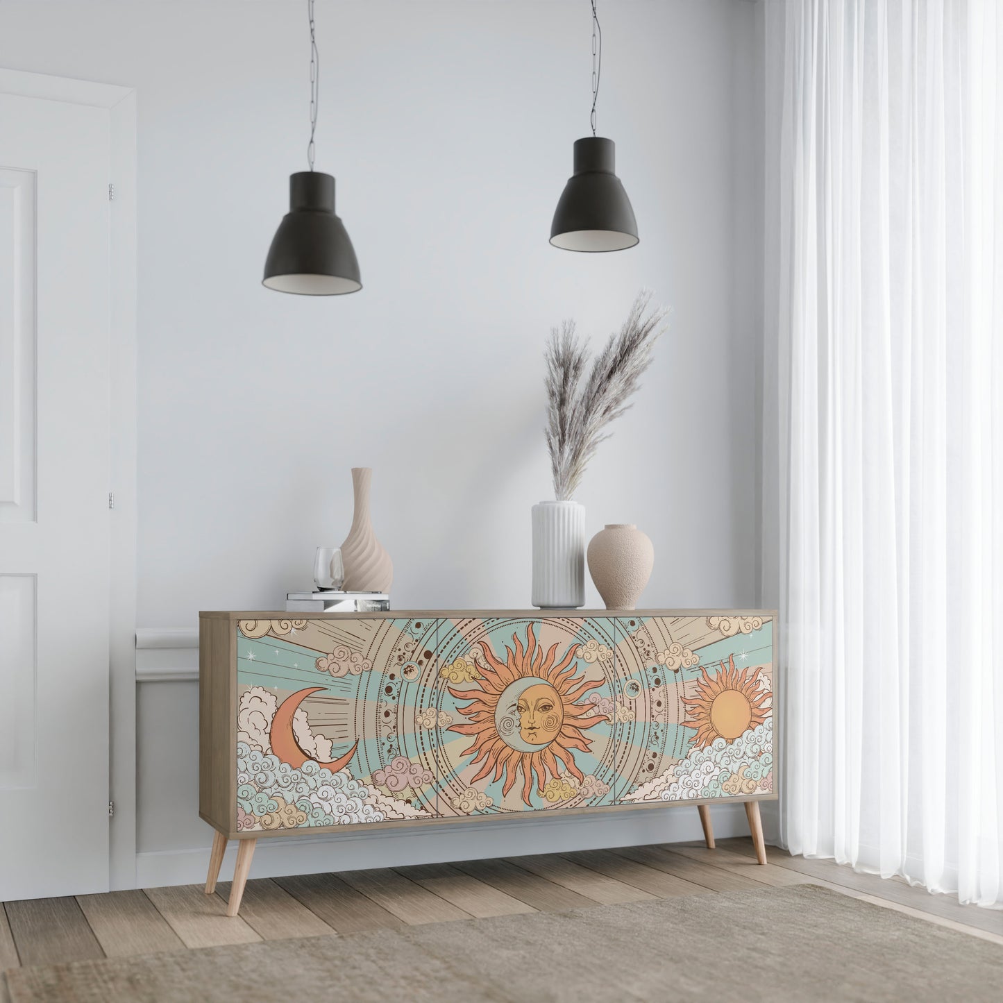Credenza MYSTICAL STRUCTURE a 3 ante effetto rovere