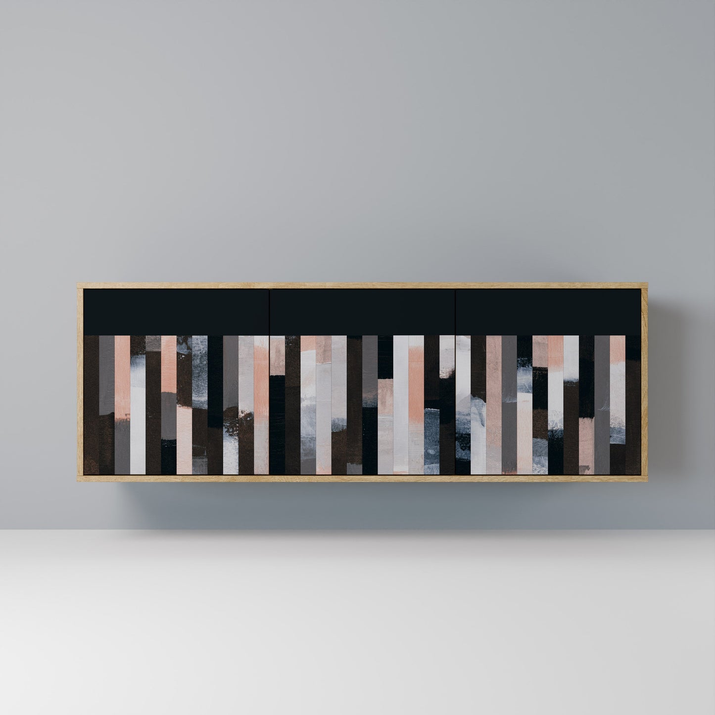 COLLAGE OF RECTANGLES 3-Door Sideboard in Oak Effect