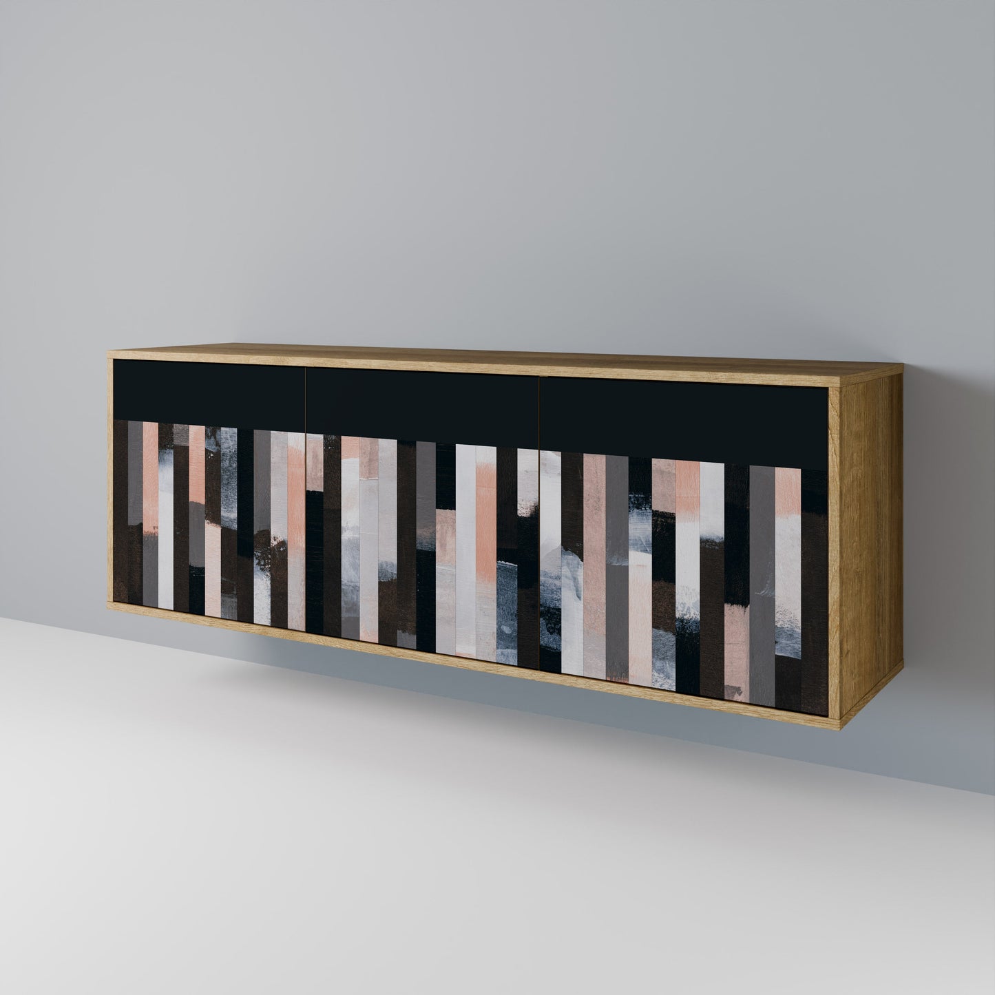 COLLAGE OF RECTANGLES 3-Door Sideboard in Oak Effect