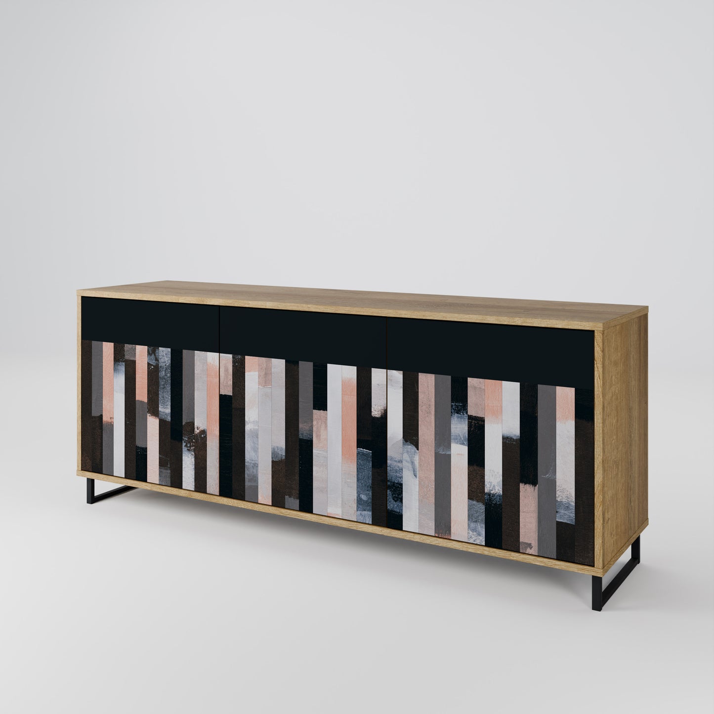 COLLAGE OF RECTANGLES 3-Door Sideboard in Oak Effect