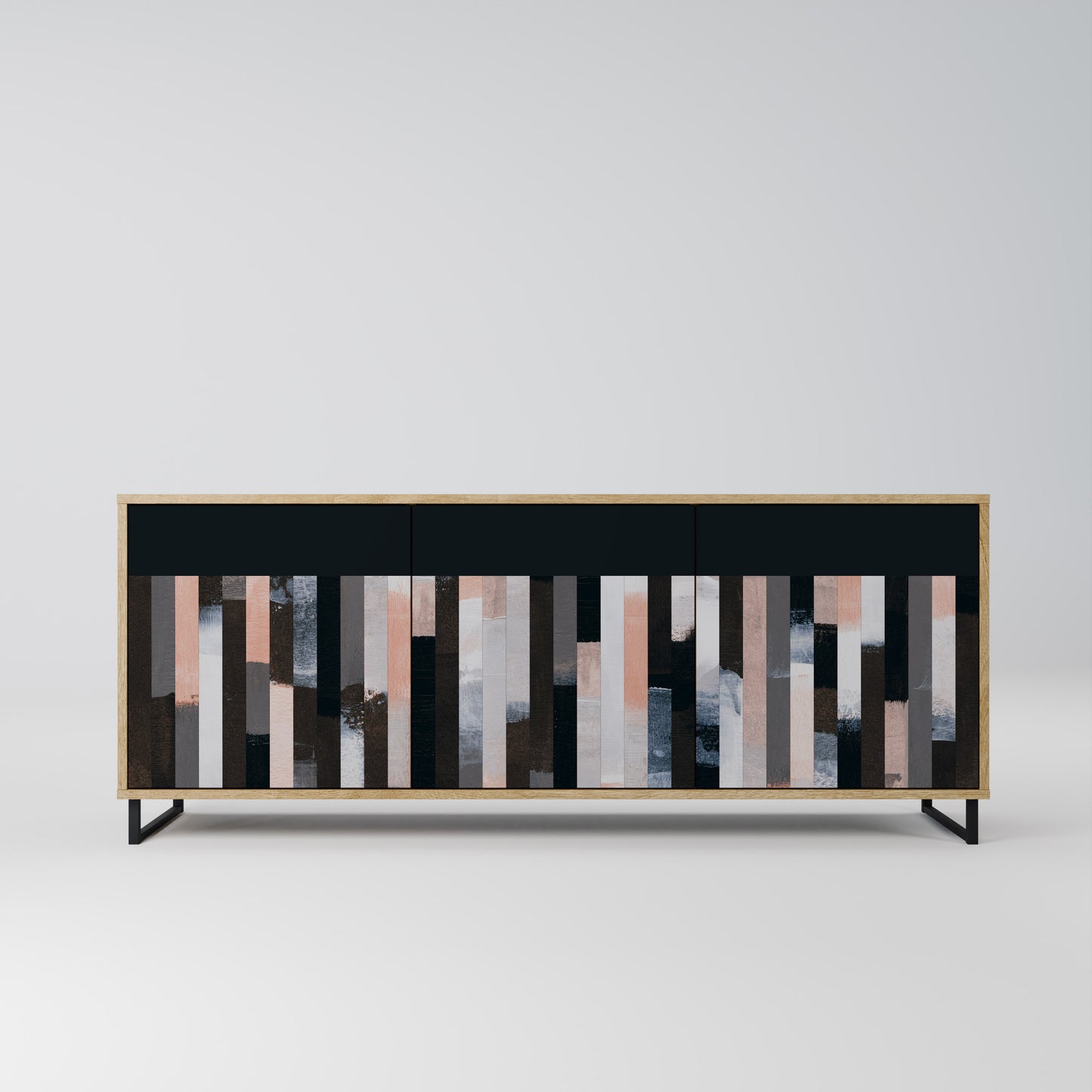 COLLAGE OF RECTANGLES 3-Door Sideboard in Oak Effect