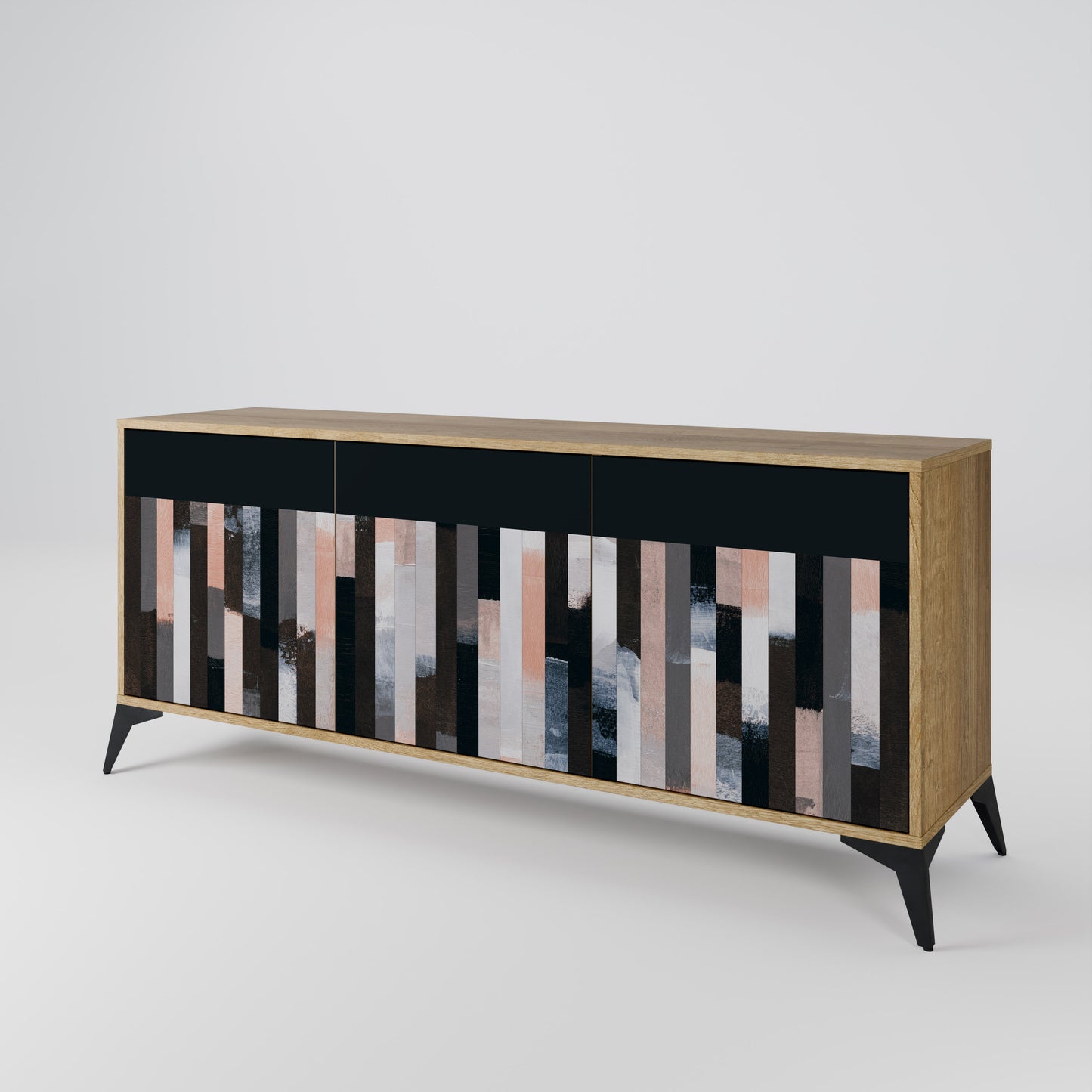 COLLAGE OF RECTANGLES 3-Door Sideboard in Oak Effect