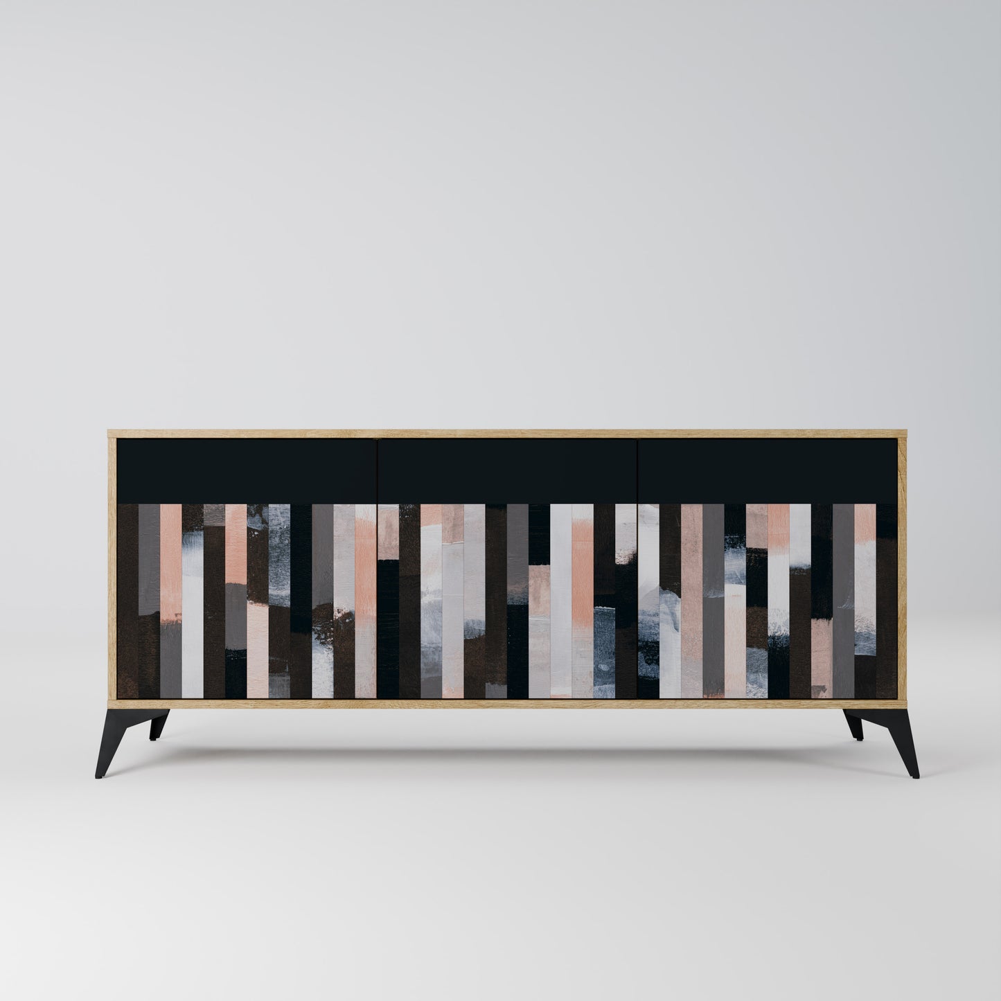 COLLAGE OF RECTANGLES 3-Door Sideboard in Oak Effect