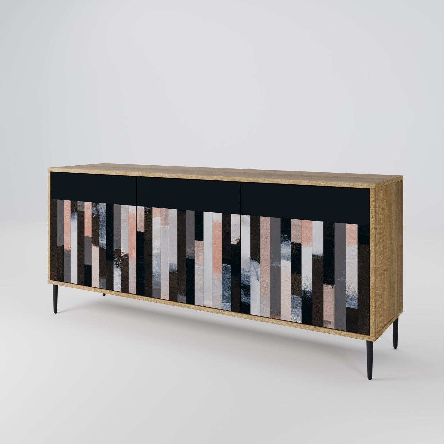 COLLAGE OF RECTANGLES 3-Door Sideboard in Oak Effect