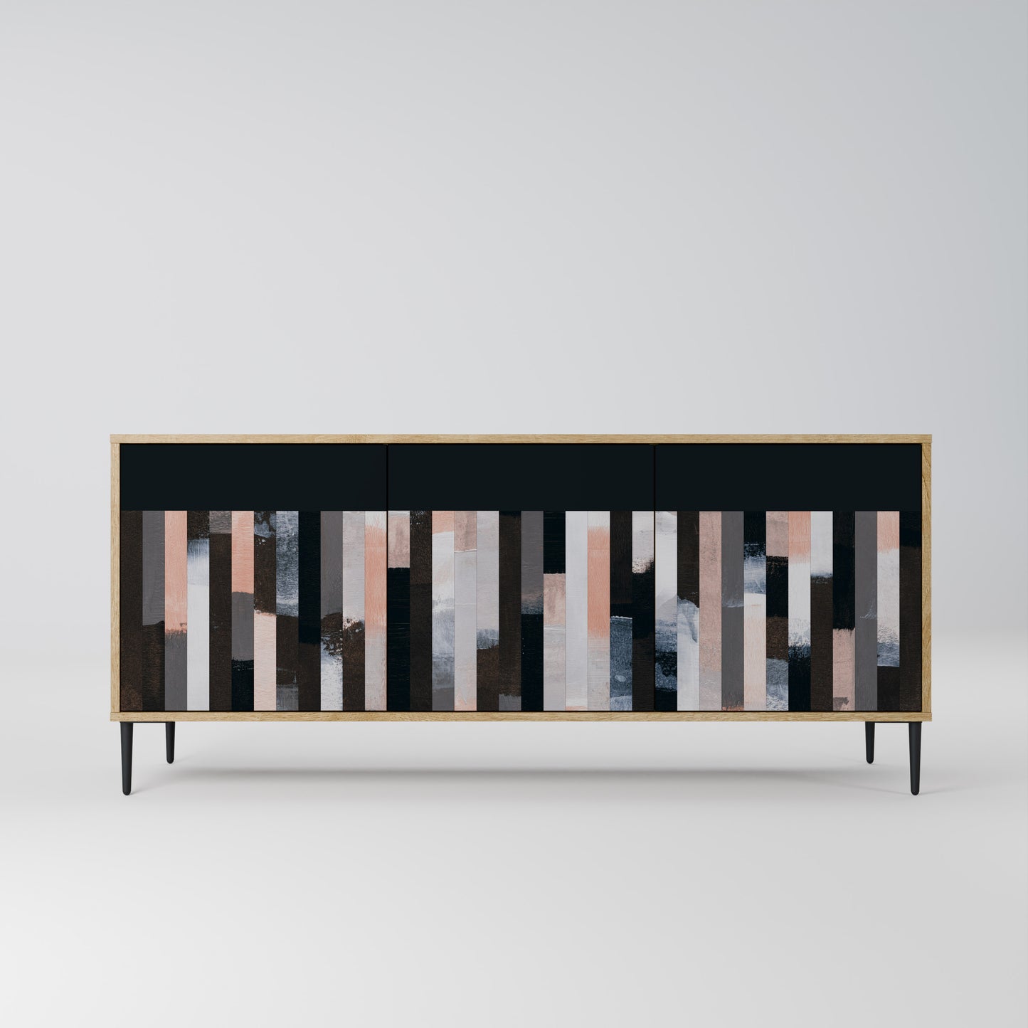 COLLAGE OF RECTANGLES 3-Door Sideboard in Oak Effect