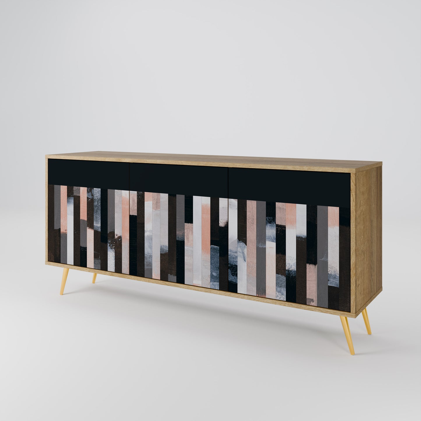 COLLAGE OF RECTANGLES 3-Door Sideboard in Oak Effect