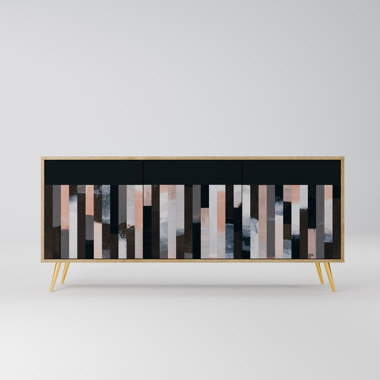 COLLAGE OF RECTANGLES 3-Door Sideboard in Oak Effect