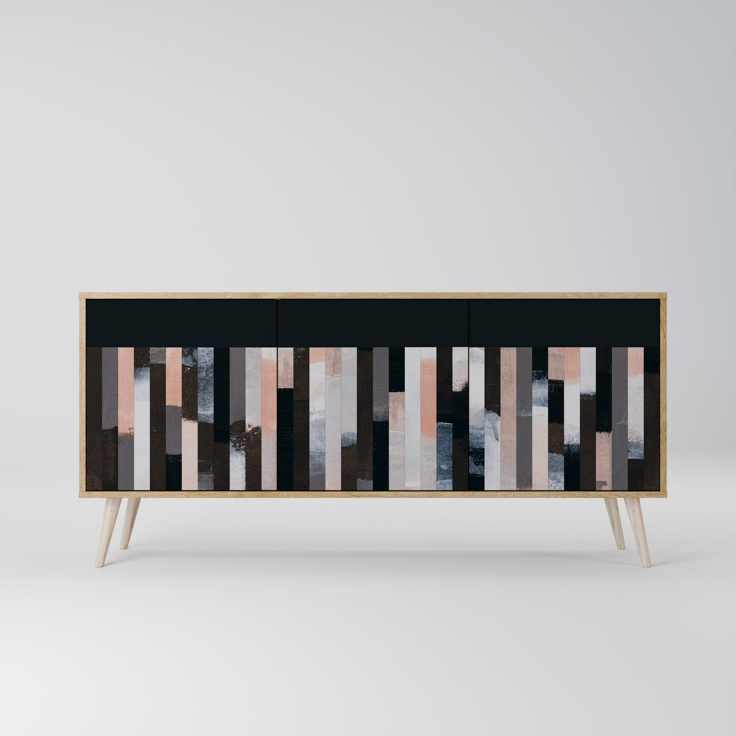 COLLAGE OF RECTANGLES 3-Door Sideboard in Oak Effect