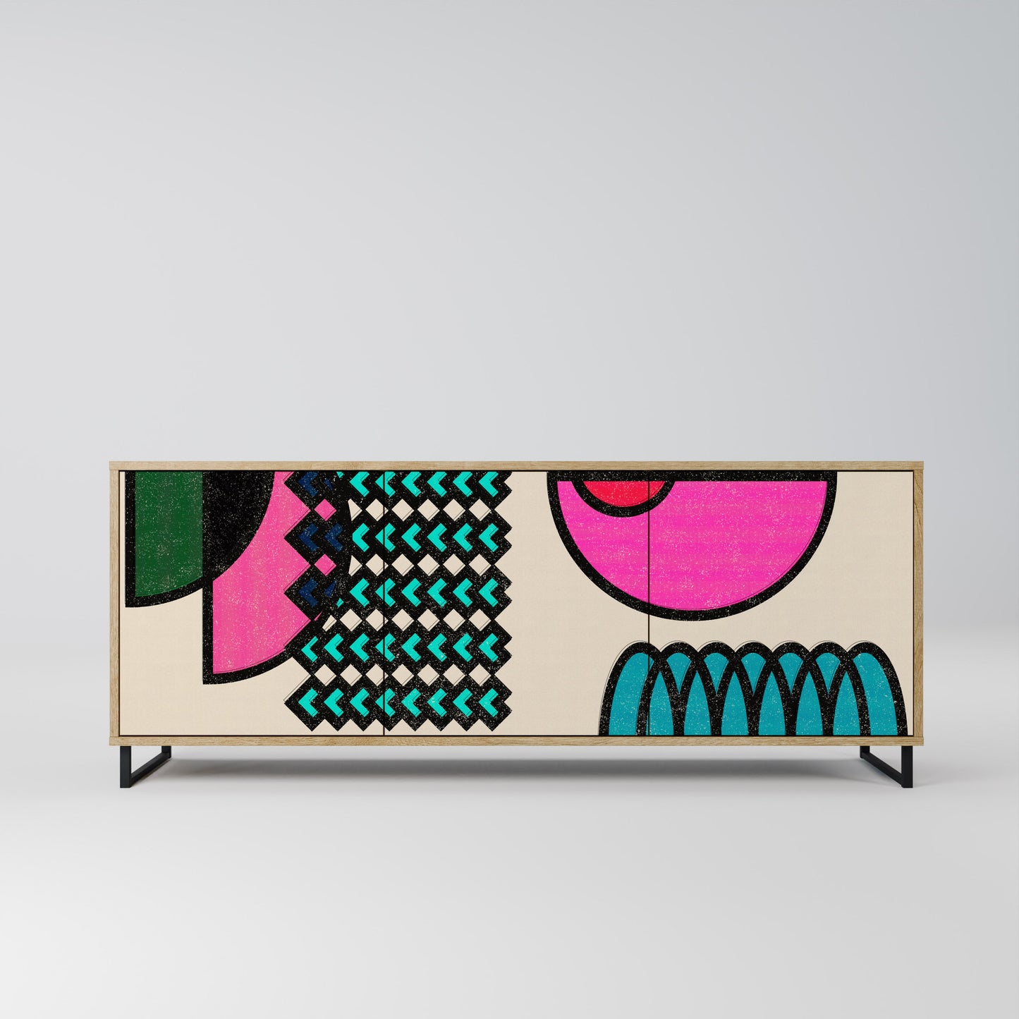 Credenza GEOMETRIC RHAPSODY a 3 ante in effetto rovere