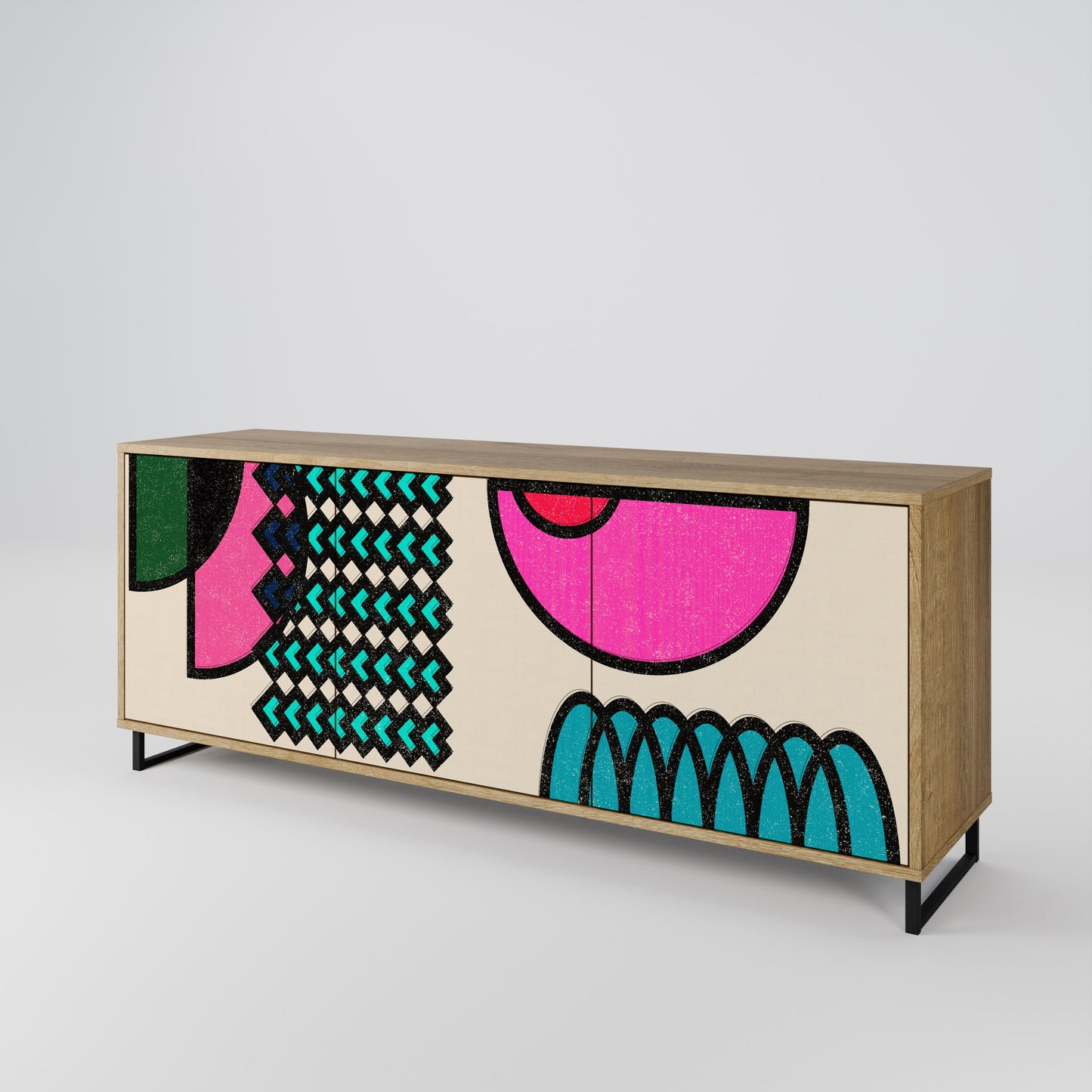 Credenza GEOMETRIC RHAPSODY a 3 ante in effetto rovere