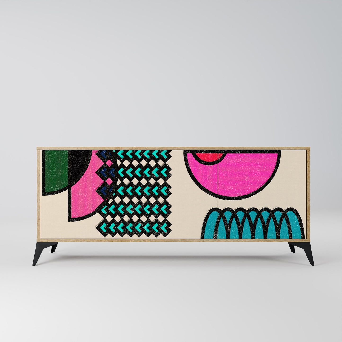 Credenza GEOMETRIC RHAPSODY a 3 ante in effetto rovere