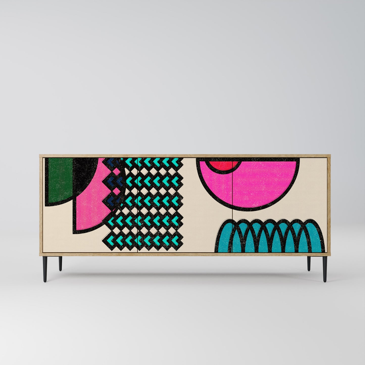 Credenza GEOMETRIC RHAPSODY a 3 ante in effetto rovere