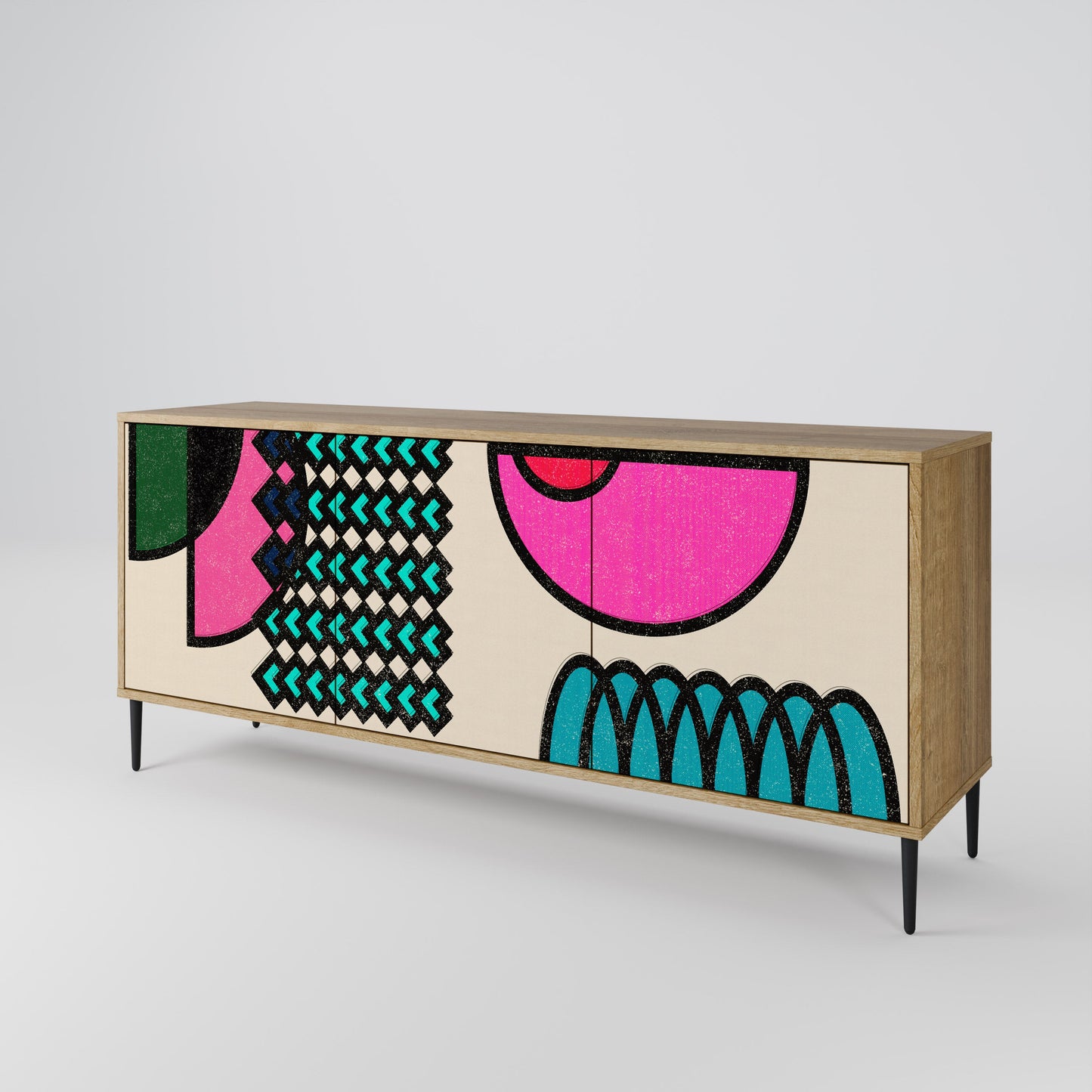 Credenza GEOMETRIC RHAPSODY a 3 ante in effetto rovere