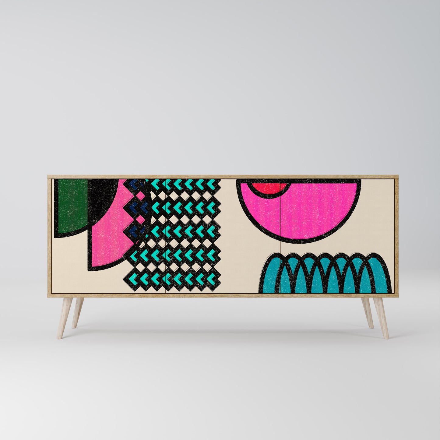 Credenza GEOMETRIC RHAPSODY a 3 ante in effetto rovere