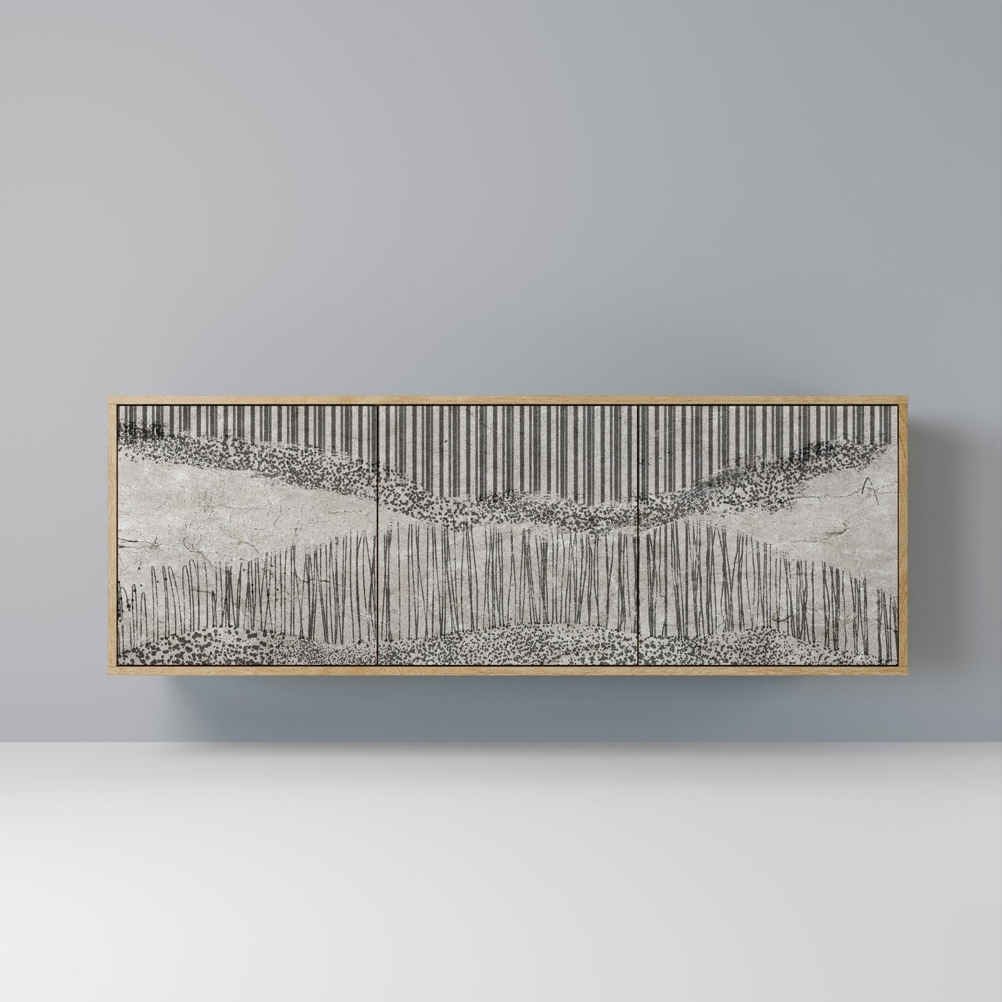 GRAIN LINES 3-Door Sideboard in Oak Effect
