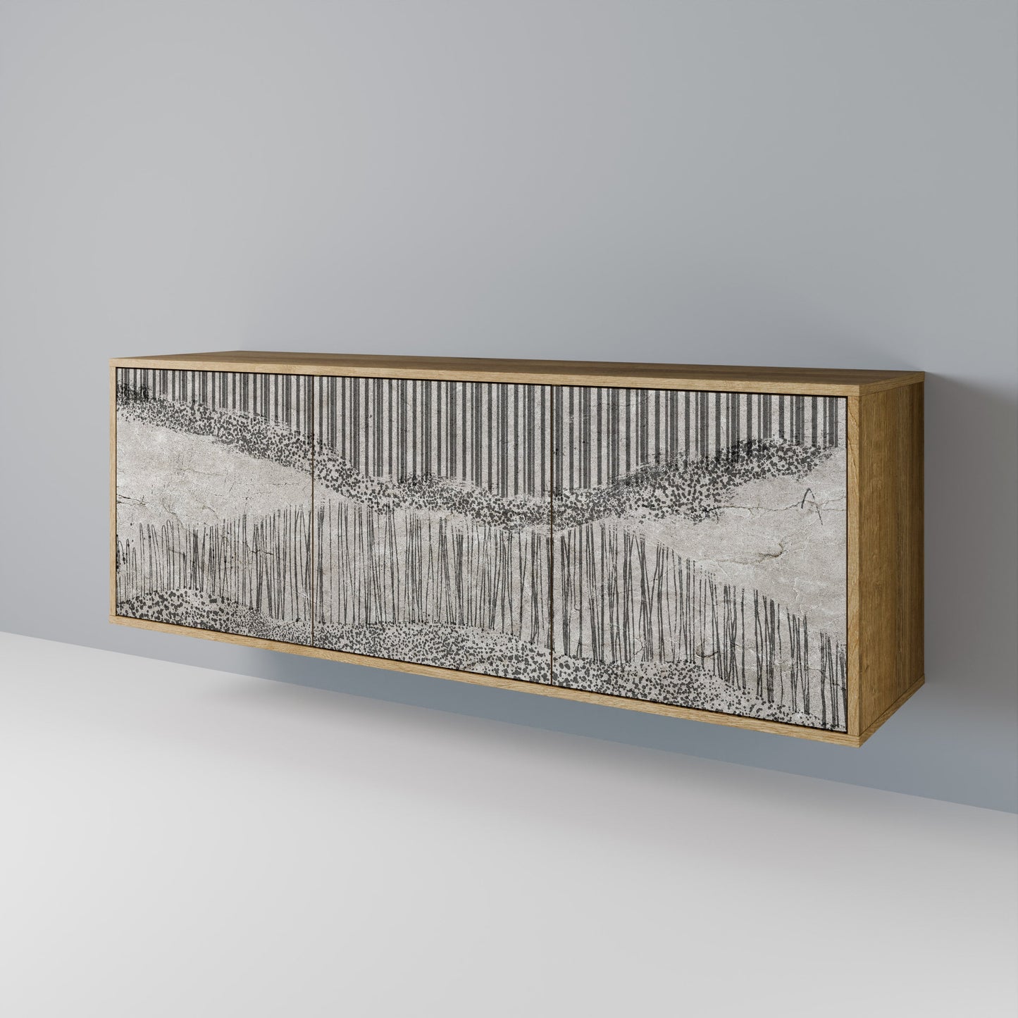 GRAIN LINES 3-Door Sideboard in Oak Effect